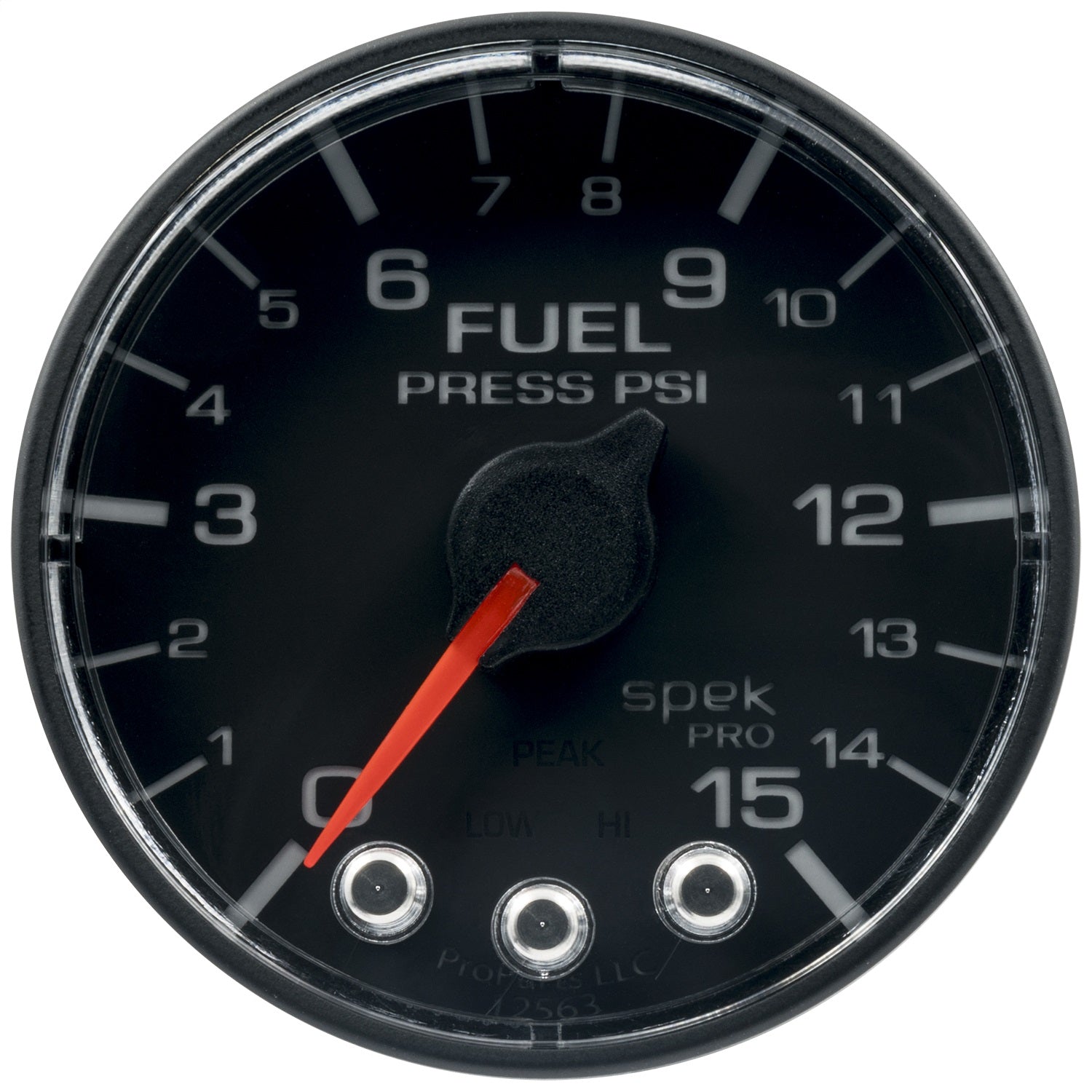 2-1/16" FUEL PRESSURE, 0-15 PSI, SPEK-PRO, BLACK/BLACK