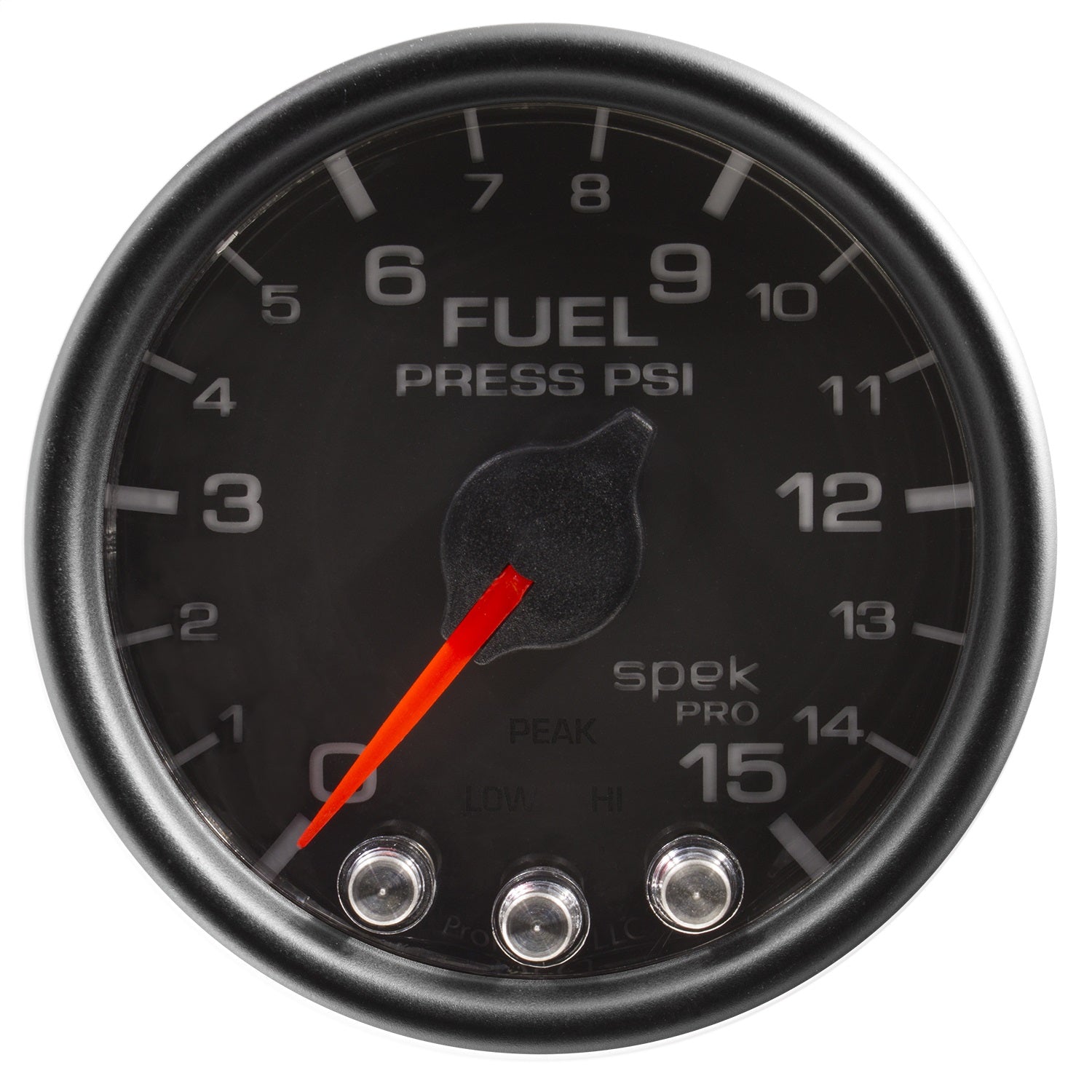 2-1/16" FUEL PRESSURE, 0-15 PSI, SPEK-PRO, BLACK/BLACK