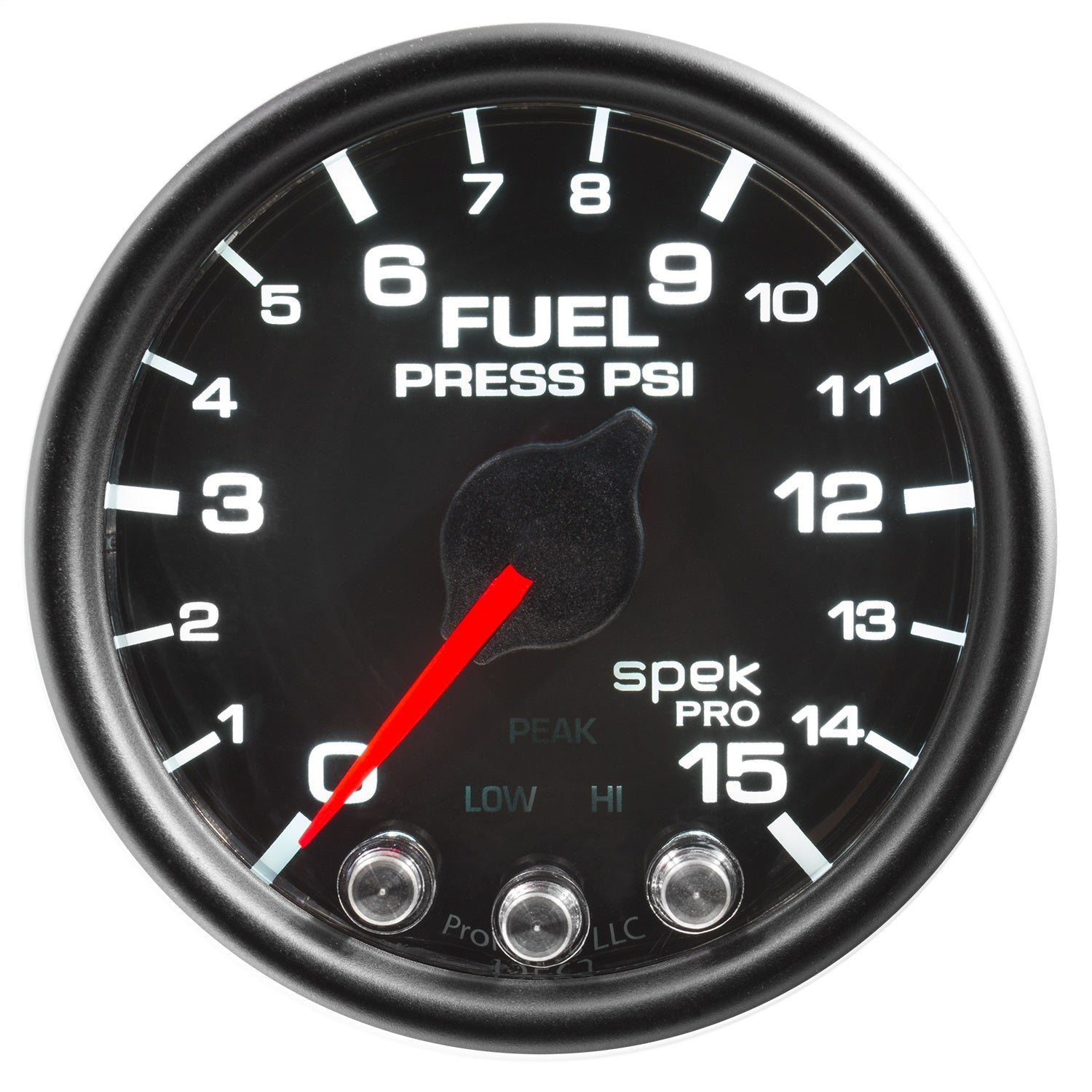 2-1/16" FUEL PRESSURE, 0-15 PSI, SPEK-PRO, BLACK/BLACK