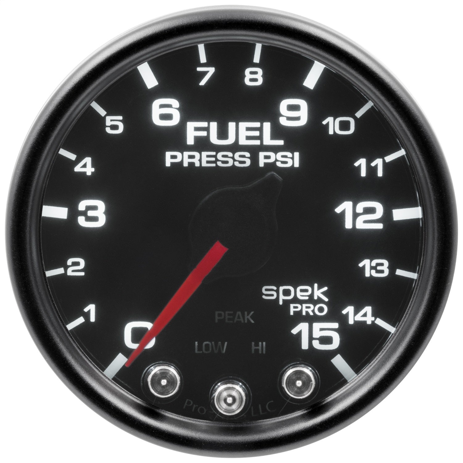 2-1/16" FUEL PRESSURE, 0-15 PSI, SPEK-PRO, BLACK/BLACK