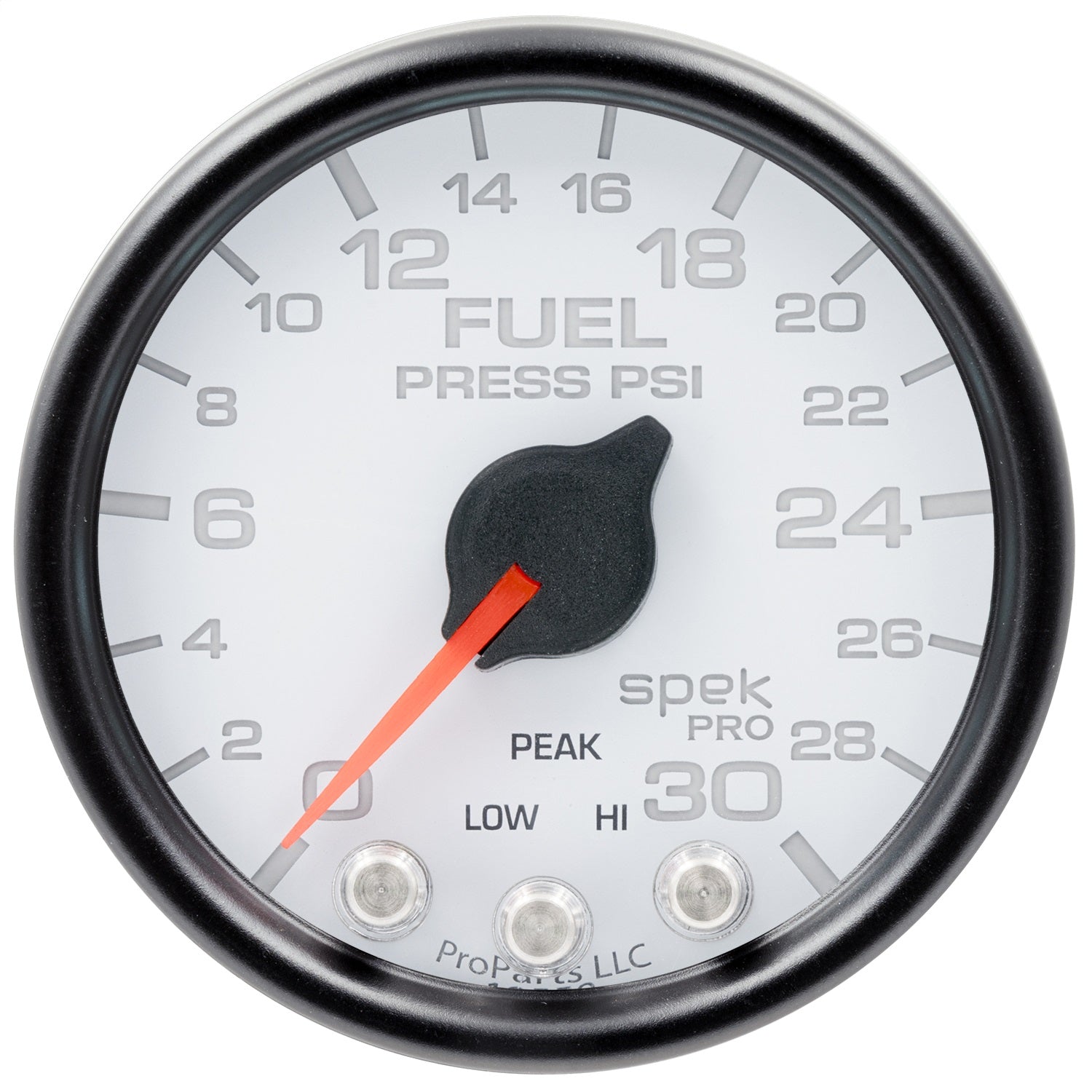 2-1/16" FUEL PRESSURE, 0-30 PSI, SPEK-PRO, WHITE/BLACK