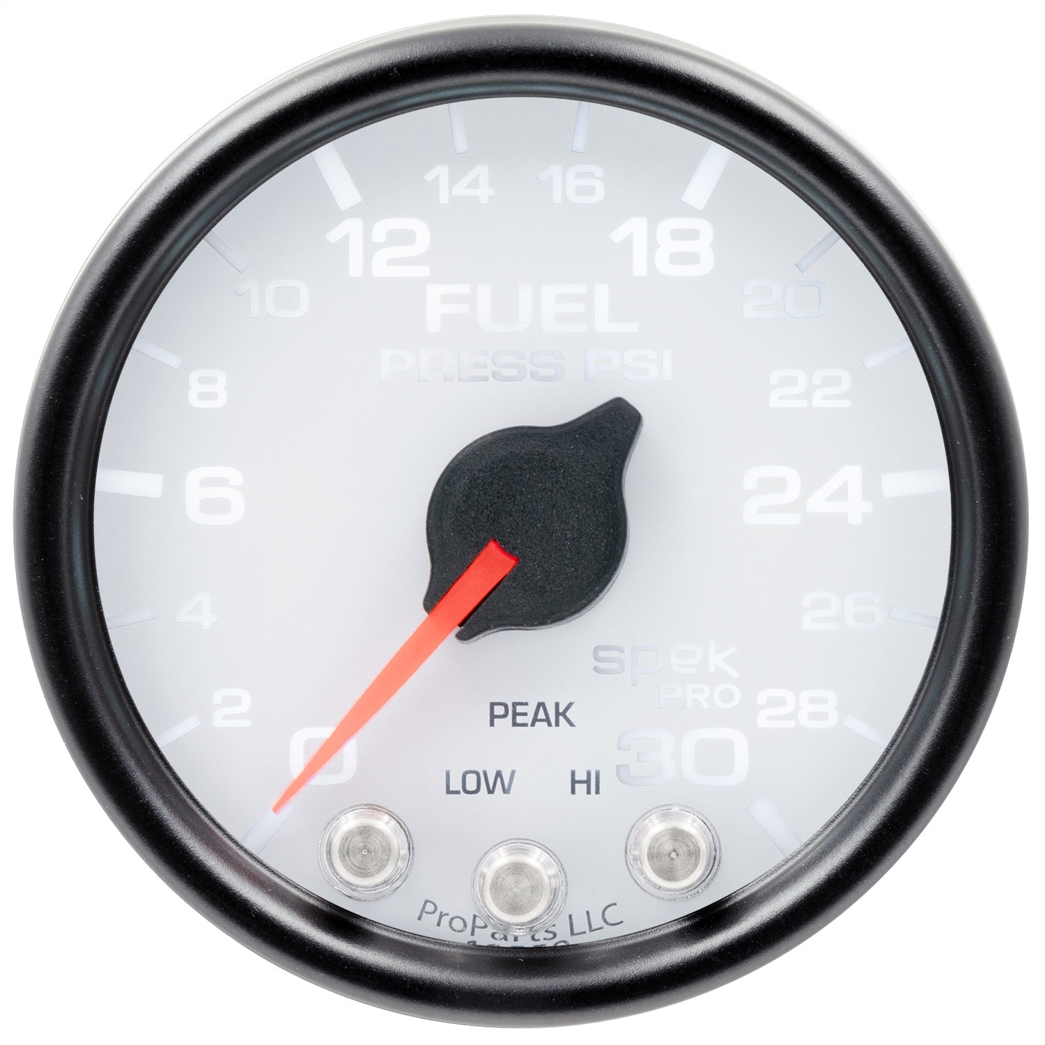 2-1/16" FUEL PRESSURE, 0-30 PSI, SPEK-PRO, WHITE/BLACK
