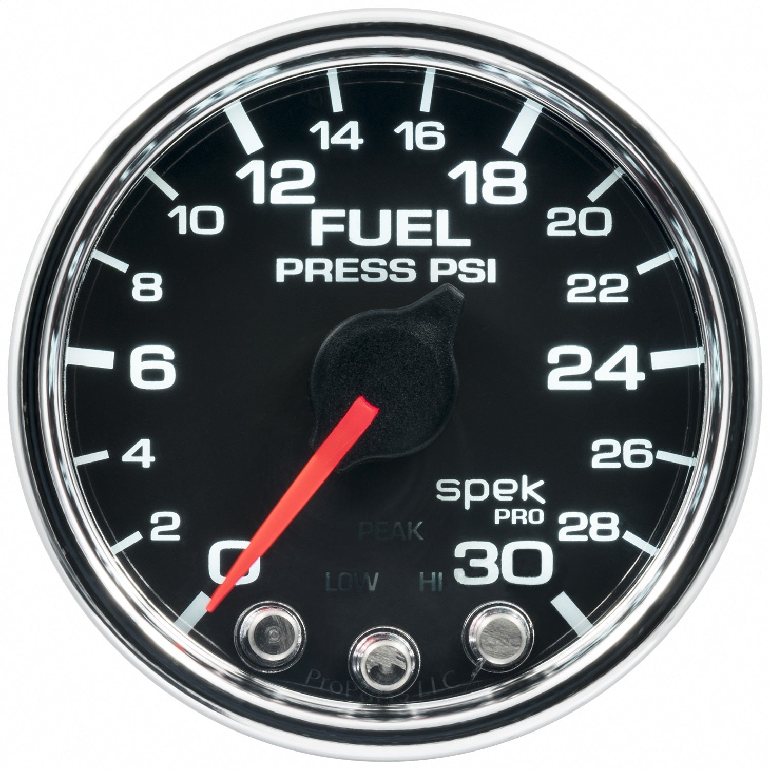2-1/16" FUEL PRESSURE, 0-30 PSI, SPEK-PRO, BLACK/CHROME