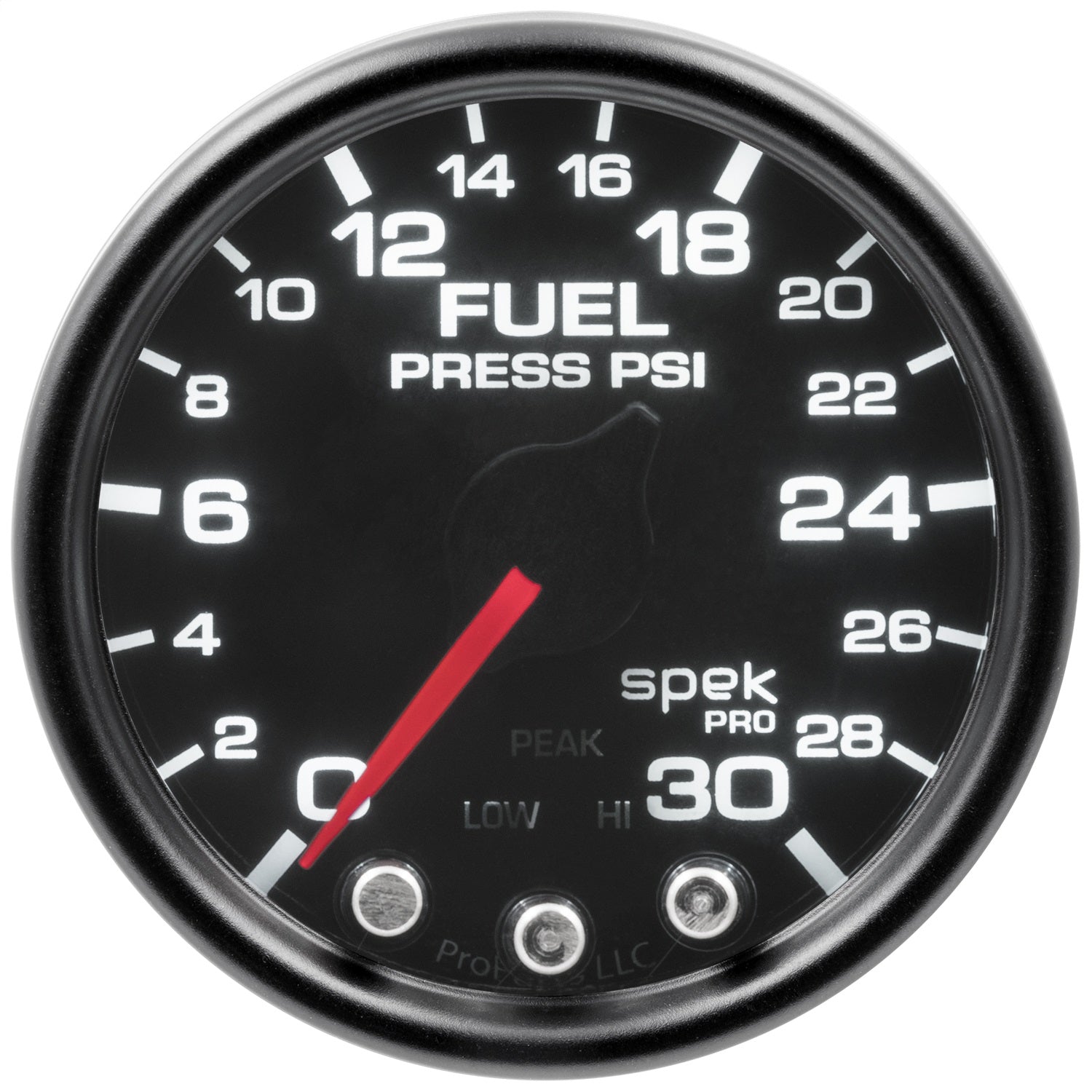 2-1/16" FUEL PRESSURE, 0-30 PSI, SPEK-PRO, BLACK/BLACK