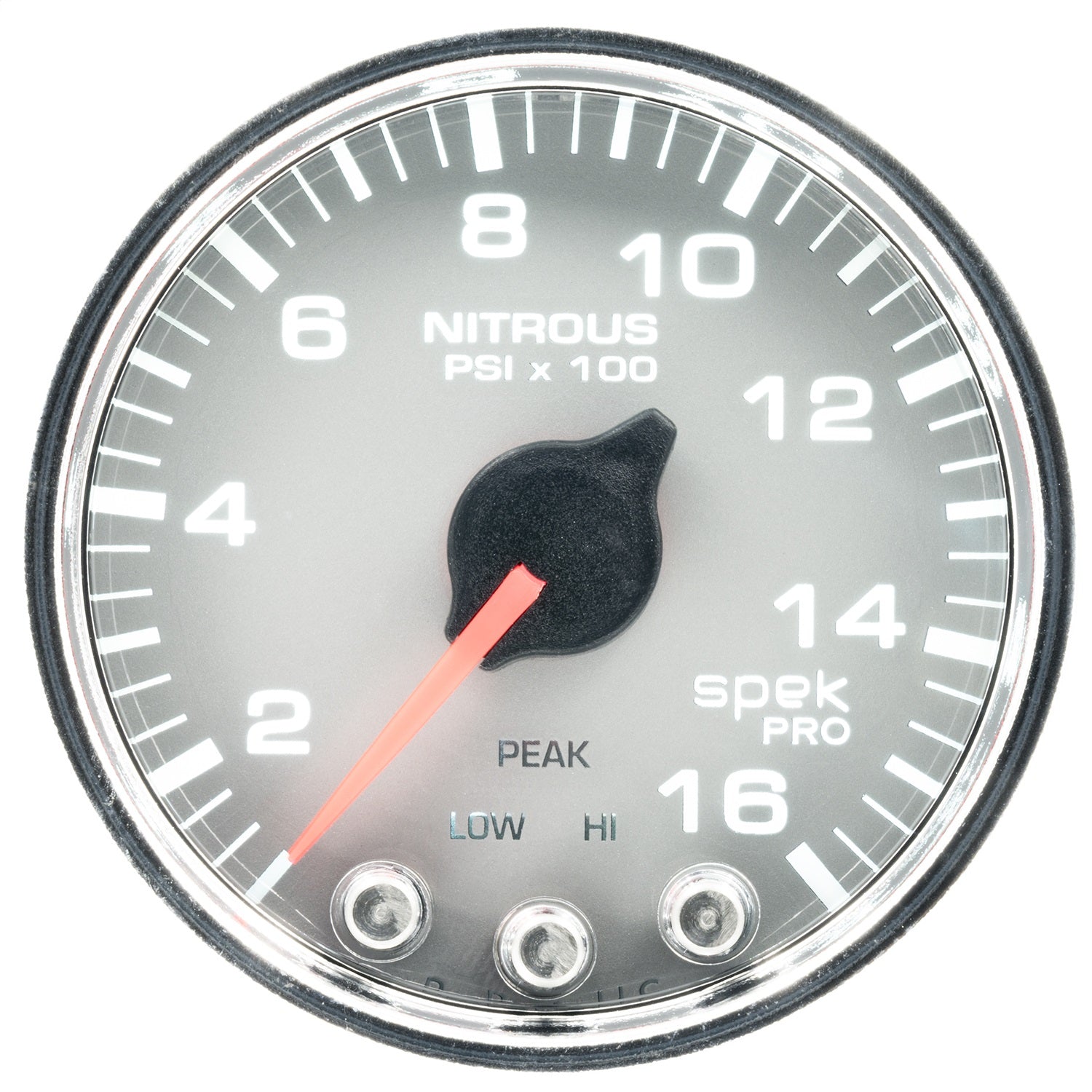 2-1/16" NITROUS PRESSURE, 0-1600 PSI, SPEK-PRO, SILVER/CHROME