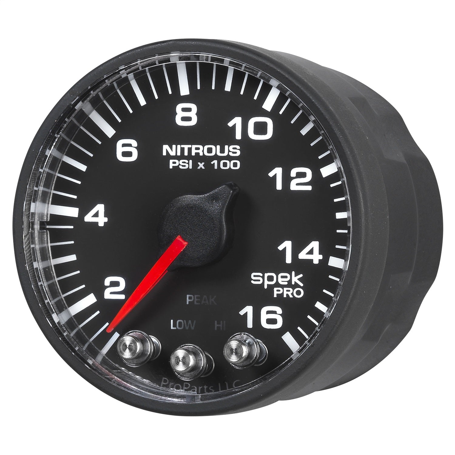 2-1/16" NITROUS PRESSURE, 0-1600 PSI, SPEK-PRO, BLACK/BLACK