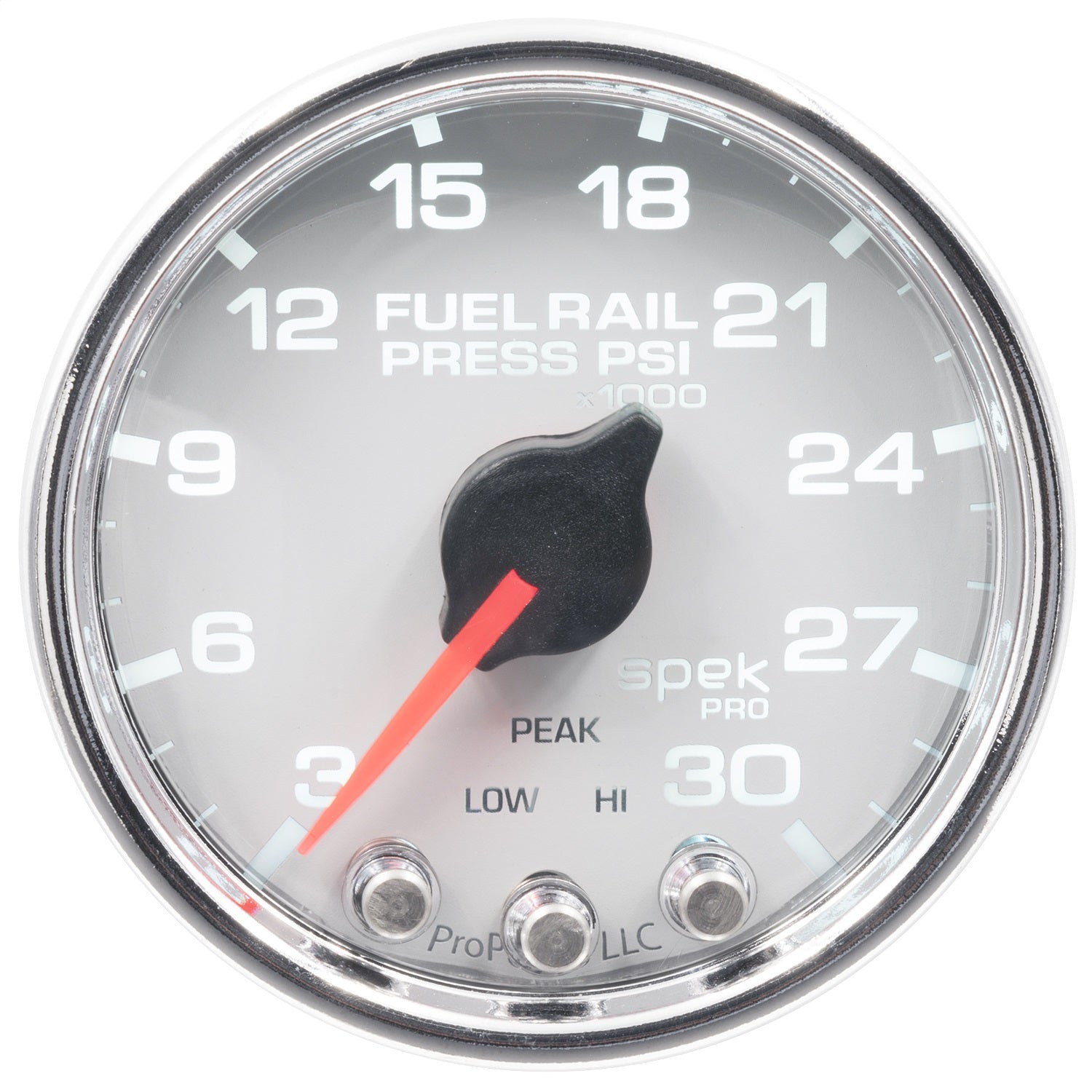 2-1/16" FUEL RAIL PRESSURE, 3-30K PSI, SPEK-PRO, WHITE/CHROME