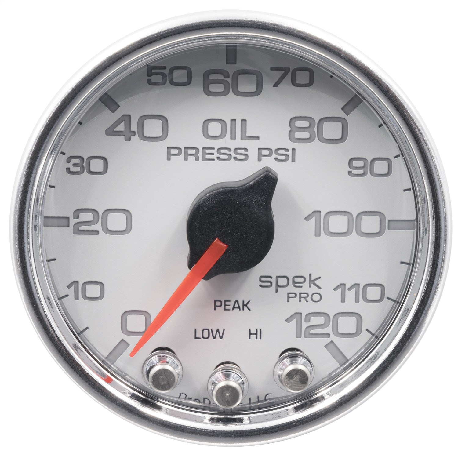 2-1/16" OIL PRESSURE, 0-120 PSI, SPEK-PRO, WHITE/CHROME