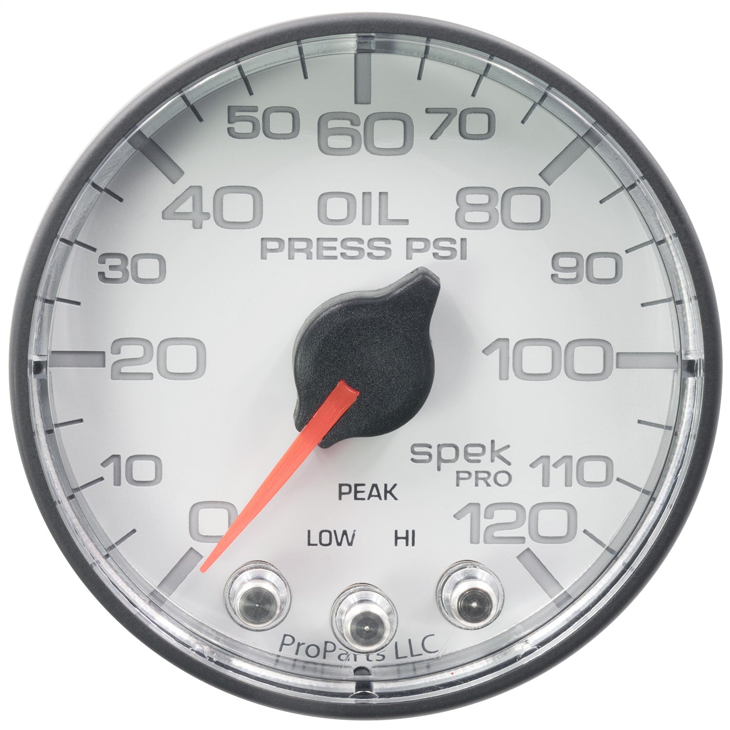 2-1/16" OIL PRESSURE, 0-120 PSI, SPEK-PRO, WHITE/BLACK