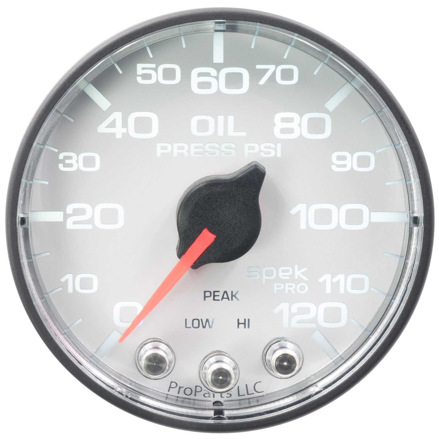 2-1/16" OIL PRESSURE, 0-120 PSI, SPEK-PRO, WHITE/BLACK