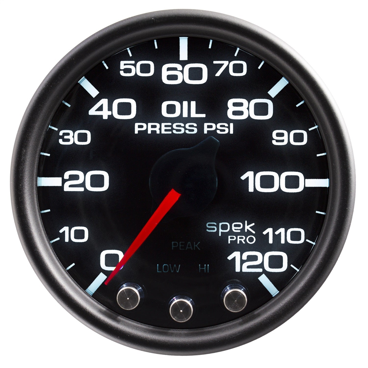 2-1/16" OIL PRESSURE, 0-120 PSI, SPEK-PRO, BLACK/BLACK
