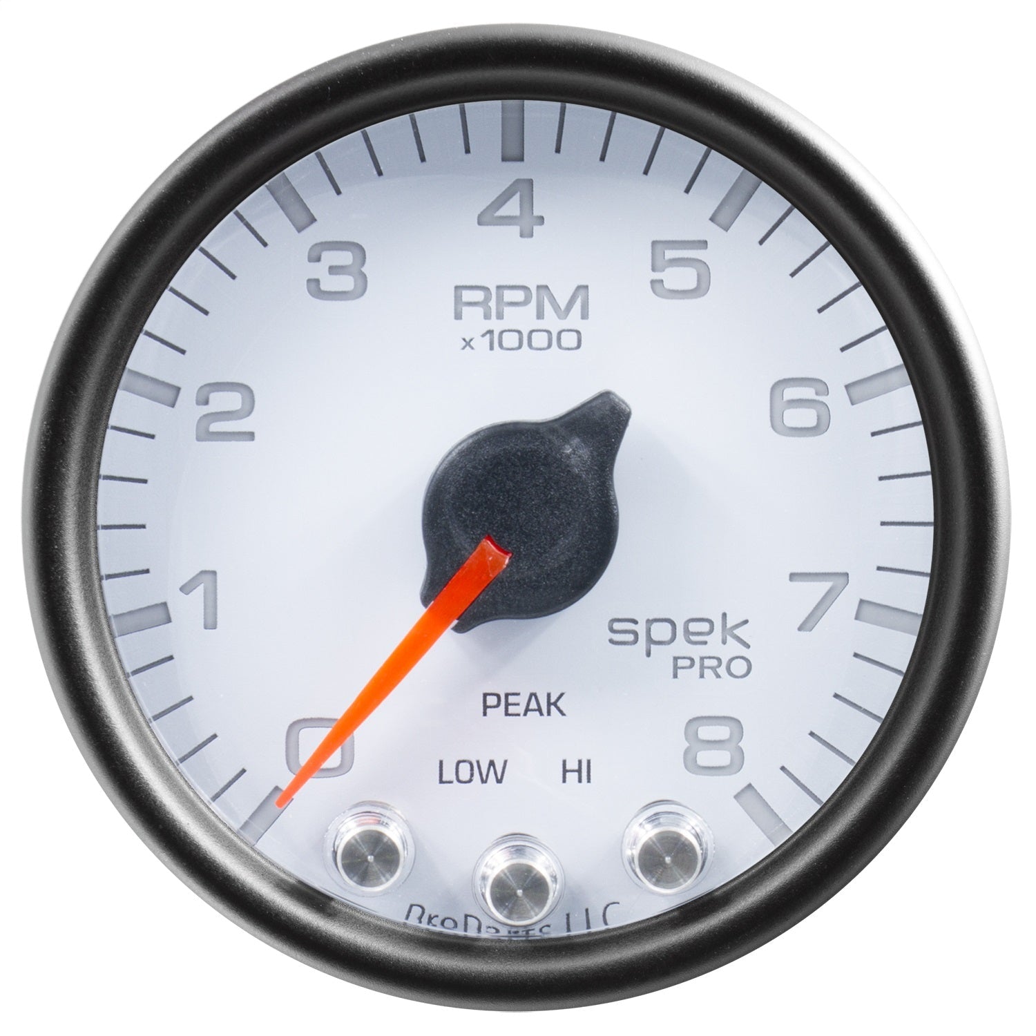 2-1/16" IN-DASH TACHOMETER, 0-8,000 RPM, SPEK-PRO, WHITE/BLACK
