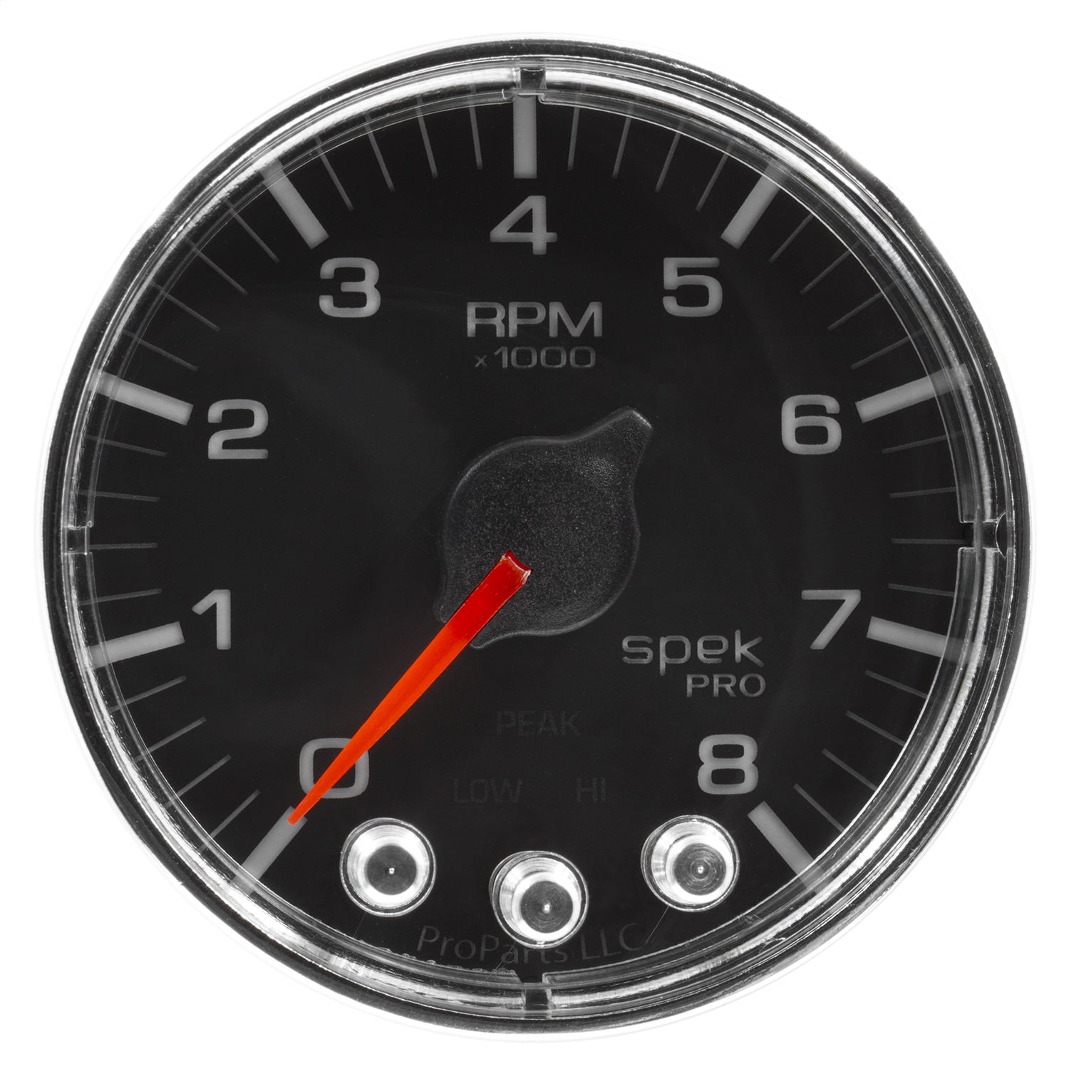 2-1/16" IN-DASH TACHOMETER, 0-8,000 RPM, SPEK-PRO, BLACK/CHROME