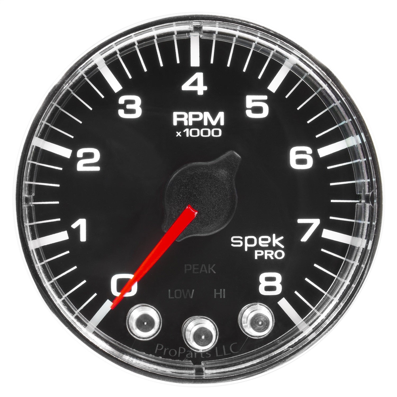 2-1/16" IN-DASH TACHOMETER, 0-8,000 RPM, SPEK-PRO, BLACK/CHROME