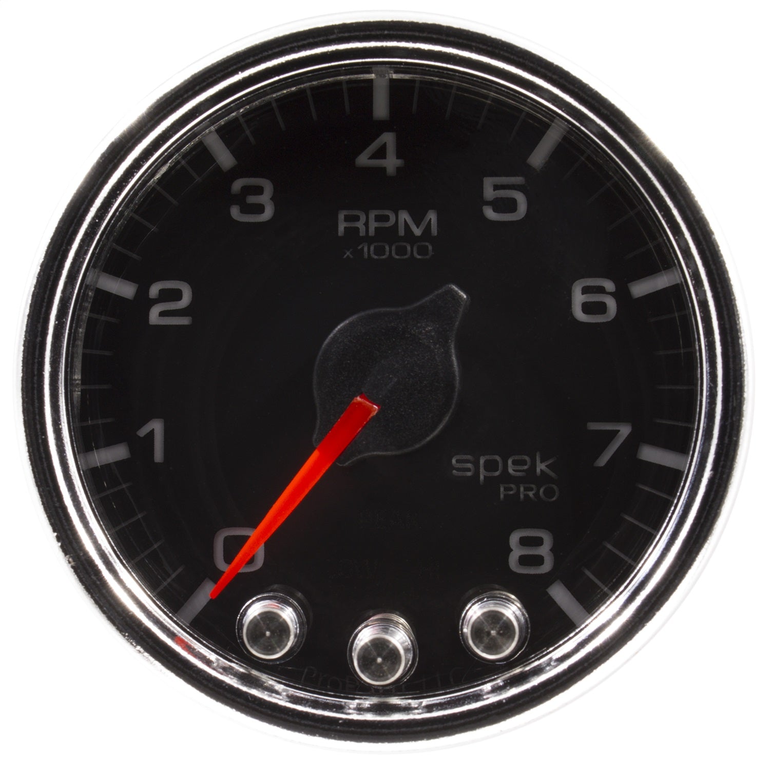 2-1/16" IN-DASH TACHOMETER, 0-8,000 RPM, SPEK-PRO, BLACK/CHROME