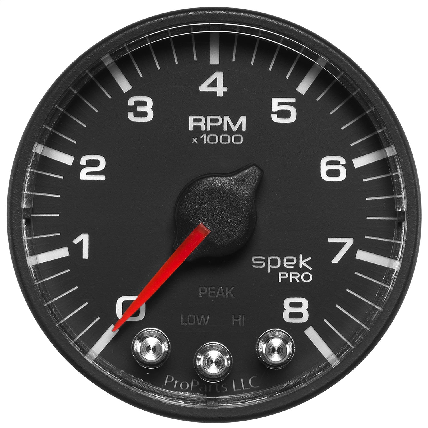 2-1/16" IN-DASH TACHOMETER, 0-8,000 RPM, SPEK-PRO, BLACK/BLACK