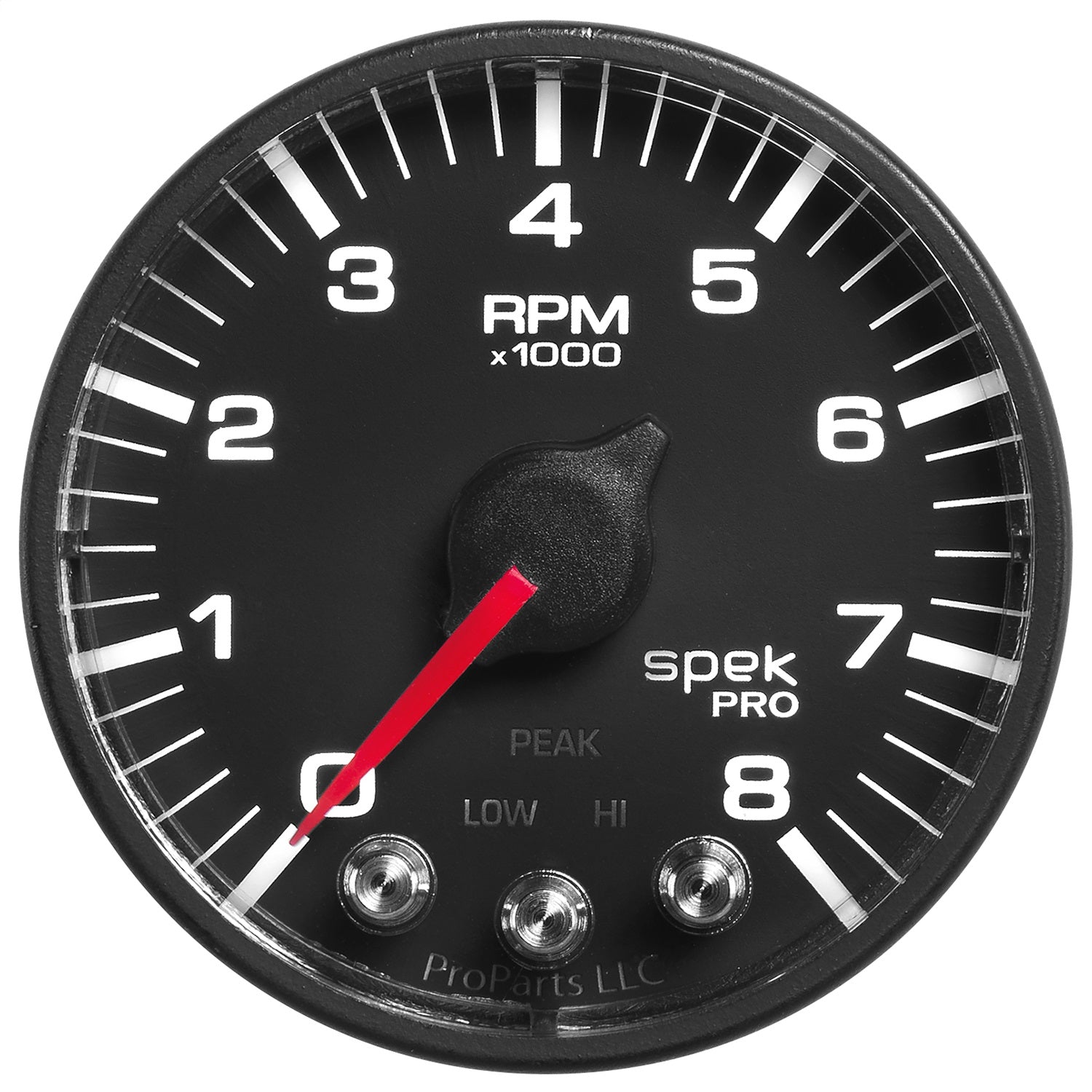 2-1/16" IN-DASH TACHOMETER, 0-8,000 RPM, SPEK-PRO, BLACK/BLACK