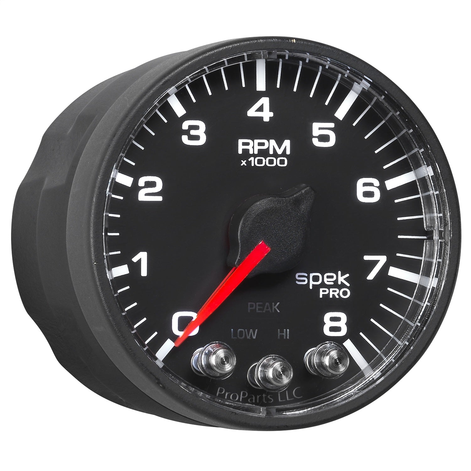 2-1/16" IN-DASH TACHOMETER, 0-8,000 RPM, SPEK-PRO, BLACK/BLACK