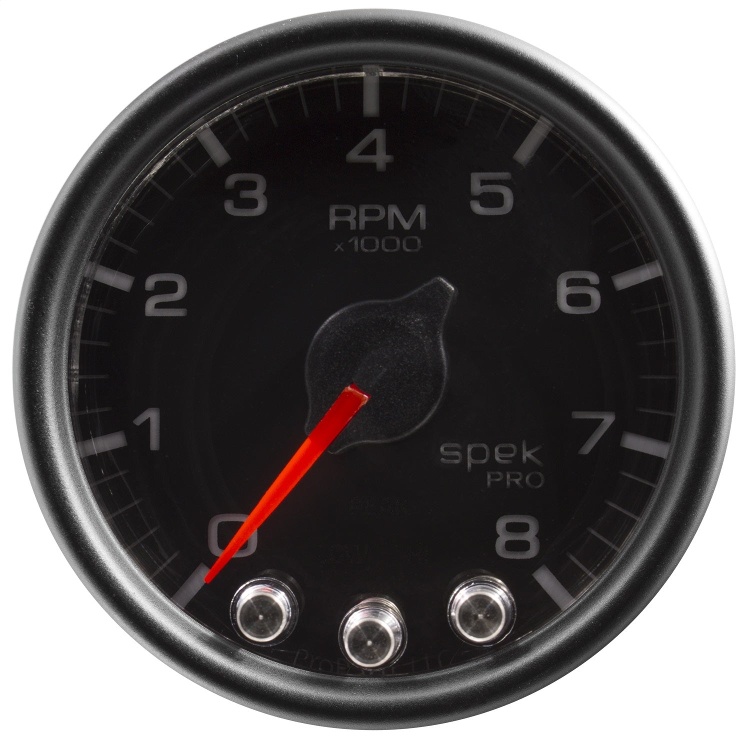 2-1/16" IN-DASH TACHOMETER, 0-8,000 RPM, SPEK-PRO, BLACK/BLACK