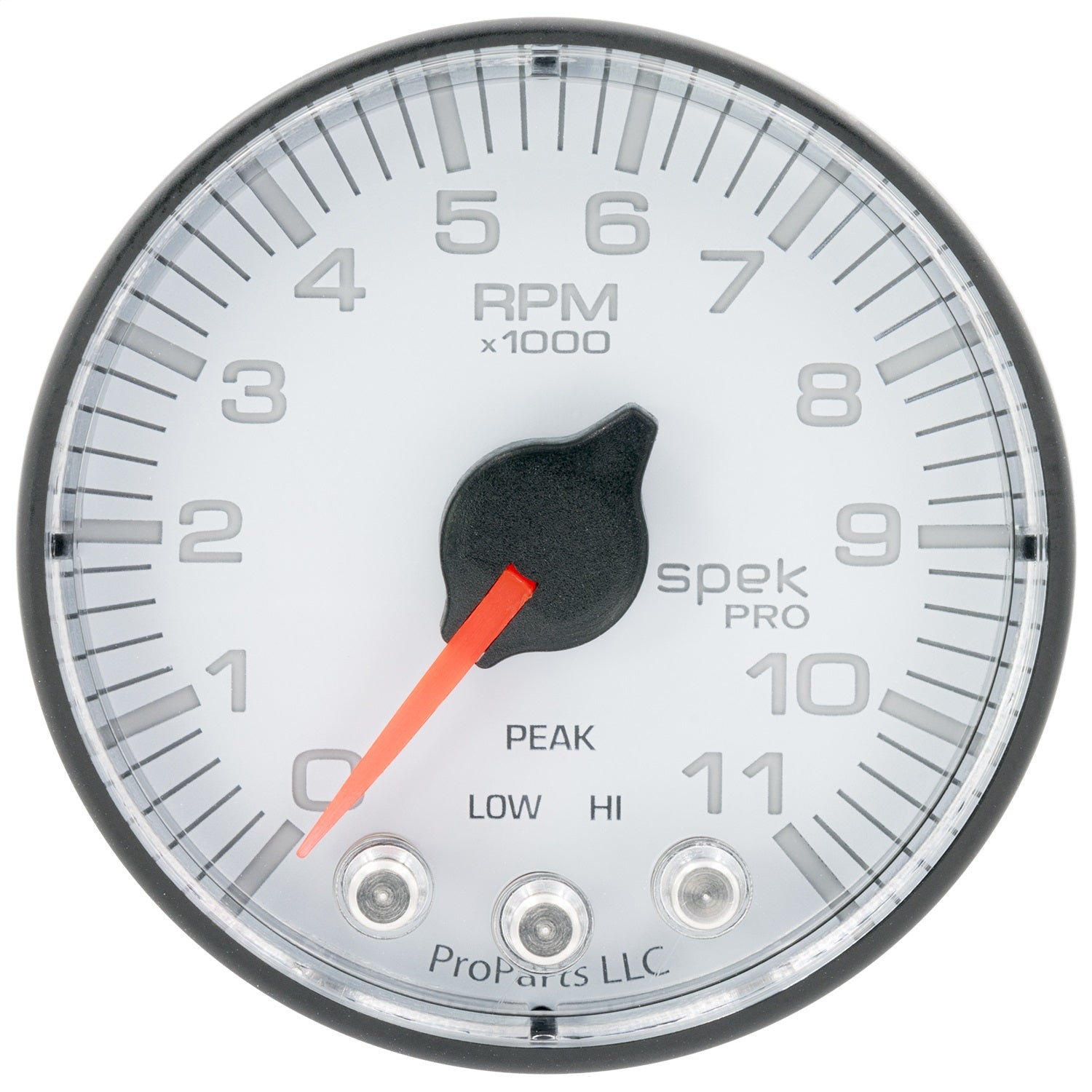 2-1/16" IN-DASH TACHOMETER, 0-11,000 RPM, SPEK-PRO, WHITE/BLACK