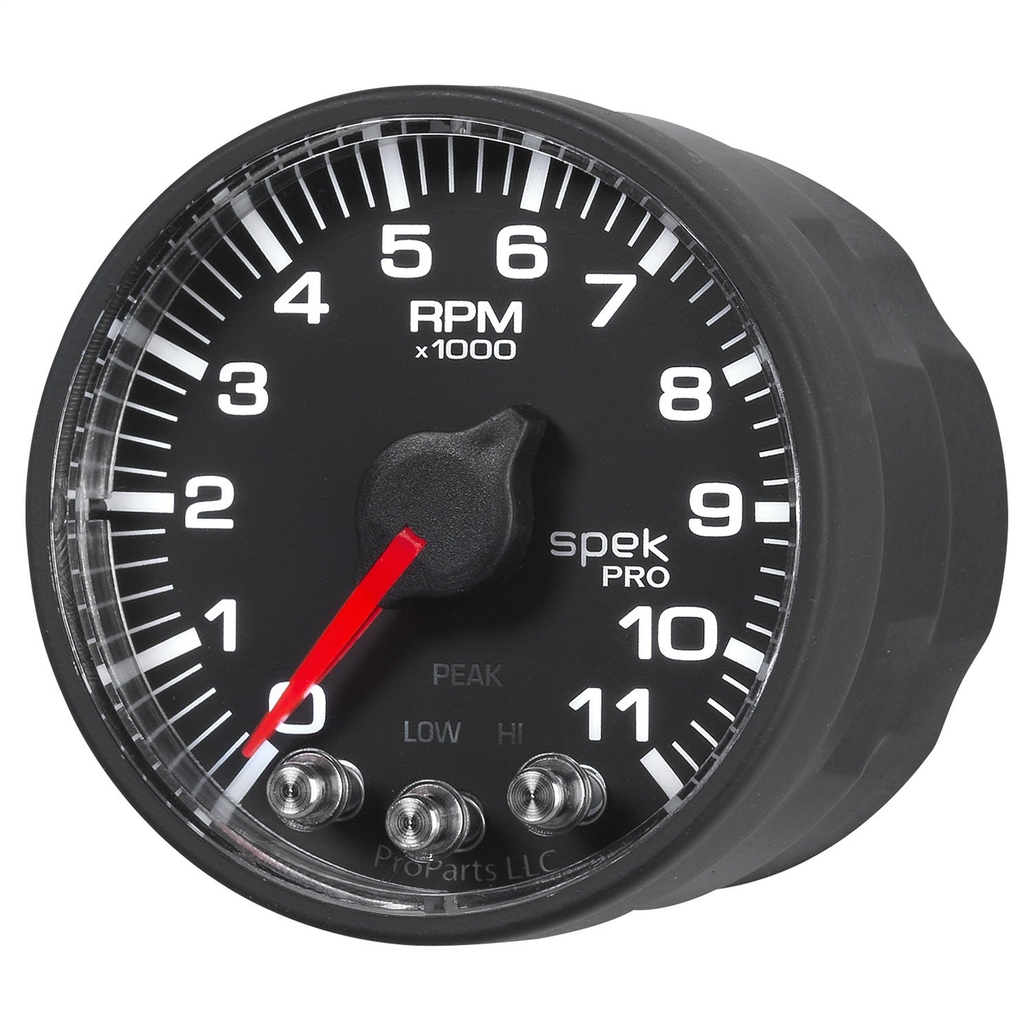 2-1/16" IN-DASH TACHOMETER, 0-11,000 RPM, SPEK-PRO, BLACK/BLACK