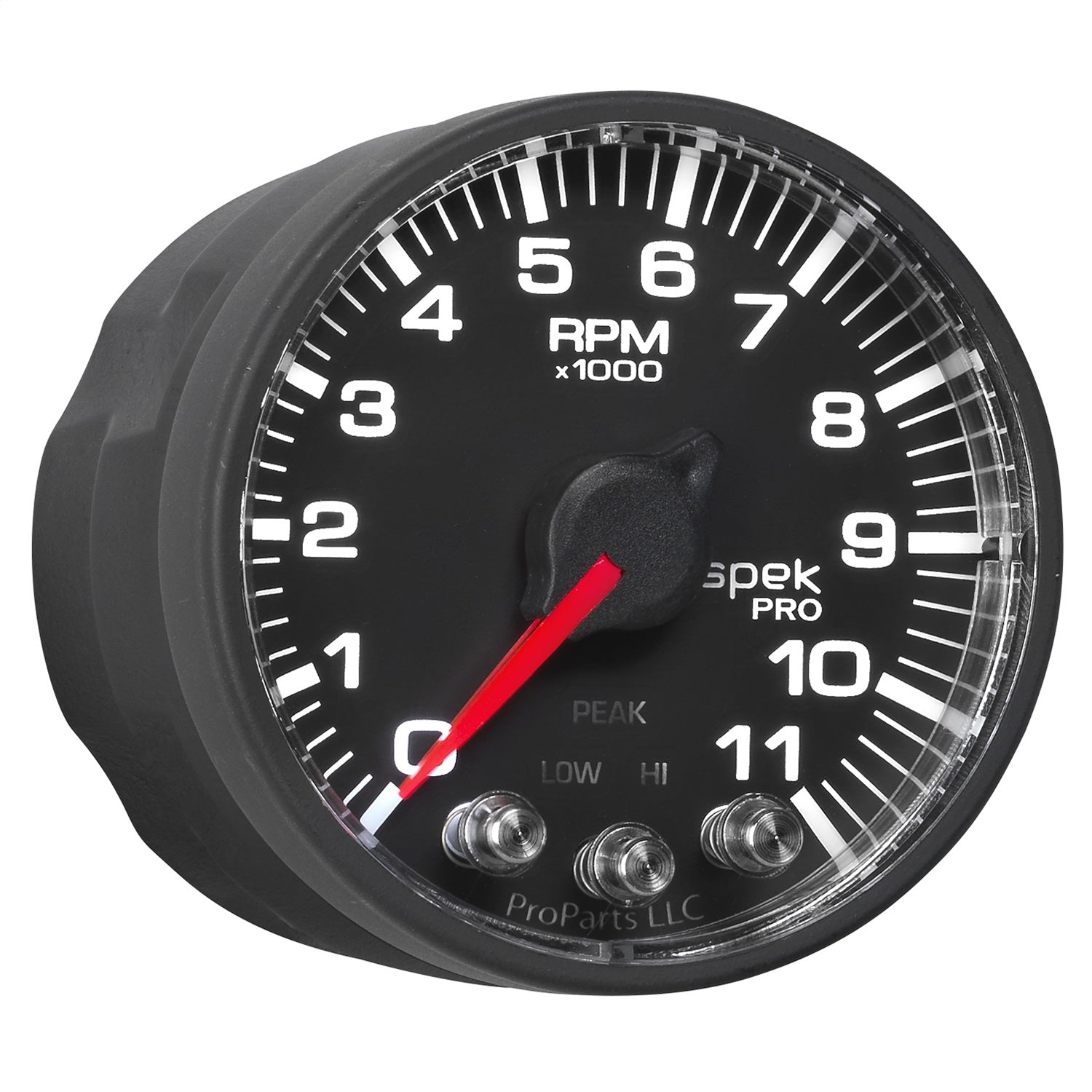 2-1/16" IN-DASH TACHOMETER, 0-11,000 RPM, SPEK-PRO, BLACK/BLACK