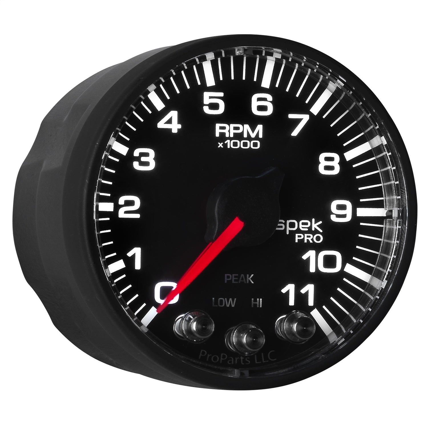 2-1/16" IN-DASH TACHOMETER, 0-11,000 RPM, SPEK-PRO, BLACK/BLACK