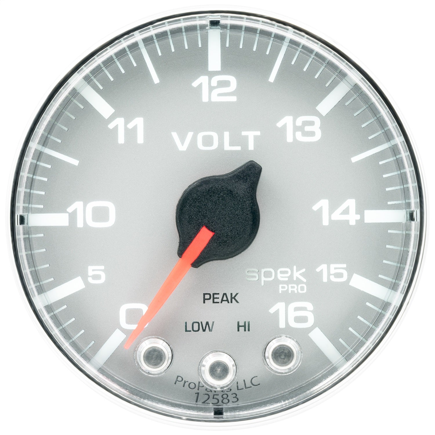 2-1/16" VOLTMETER, 0-16V, SPEK-PRO, SILVER/CHROME