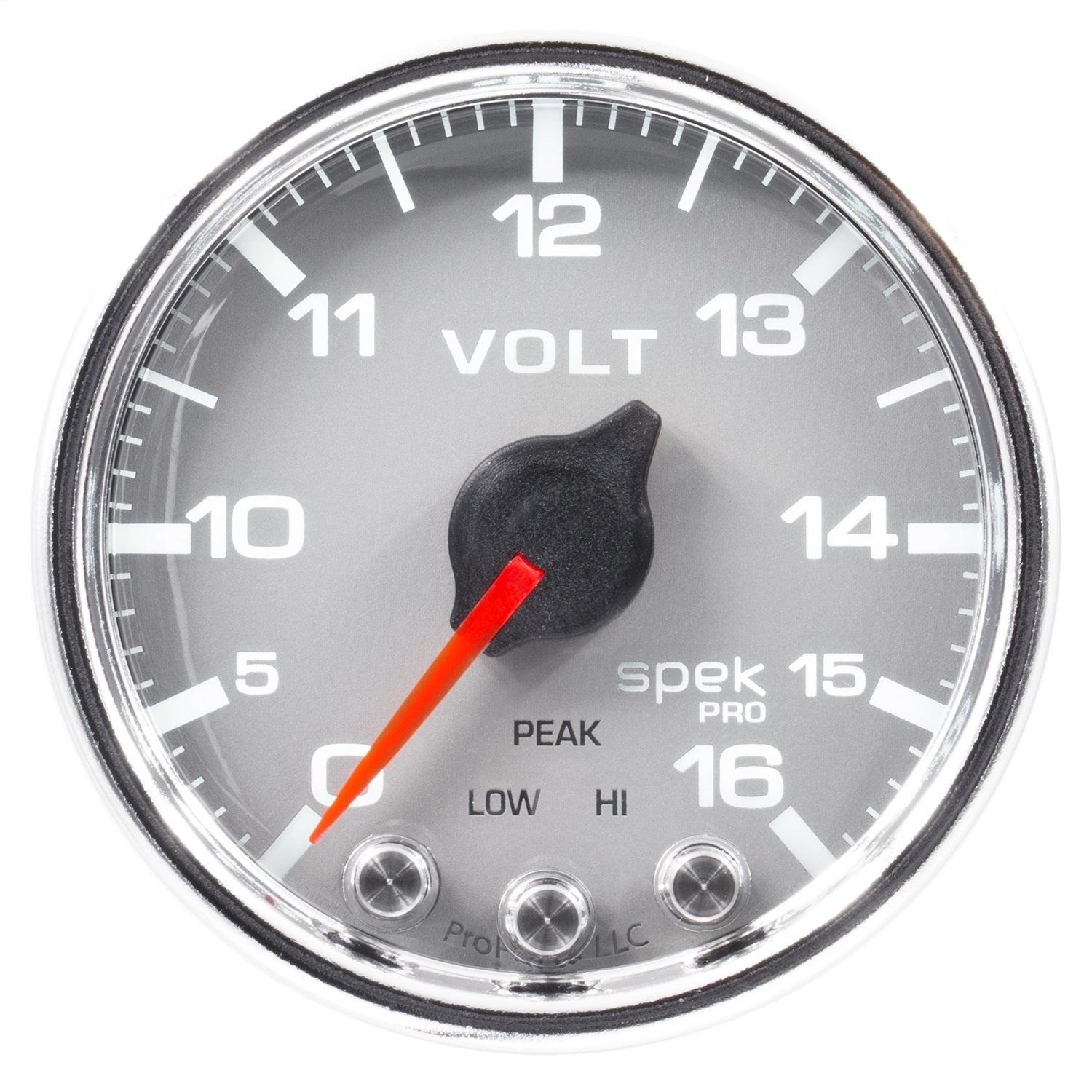 2-1/16" VOLTMETER, 0-16V, SPEK-PRO, SILVER/CHROME