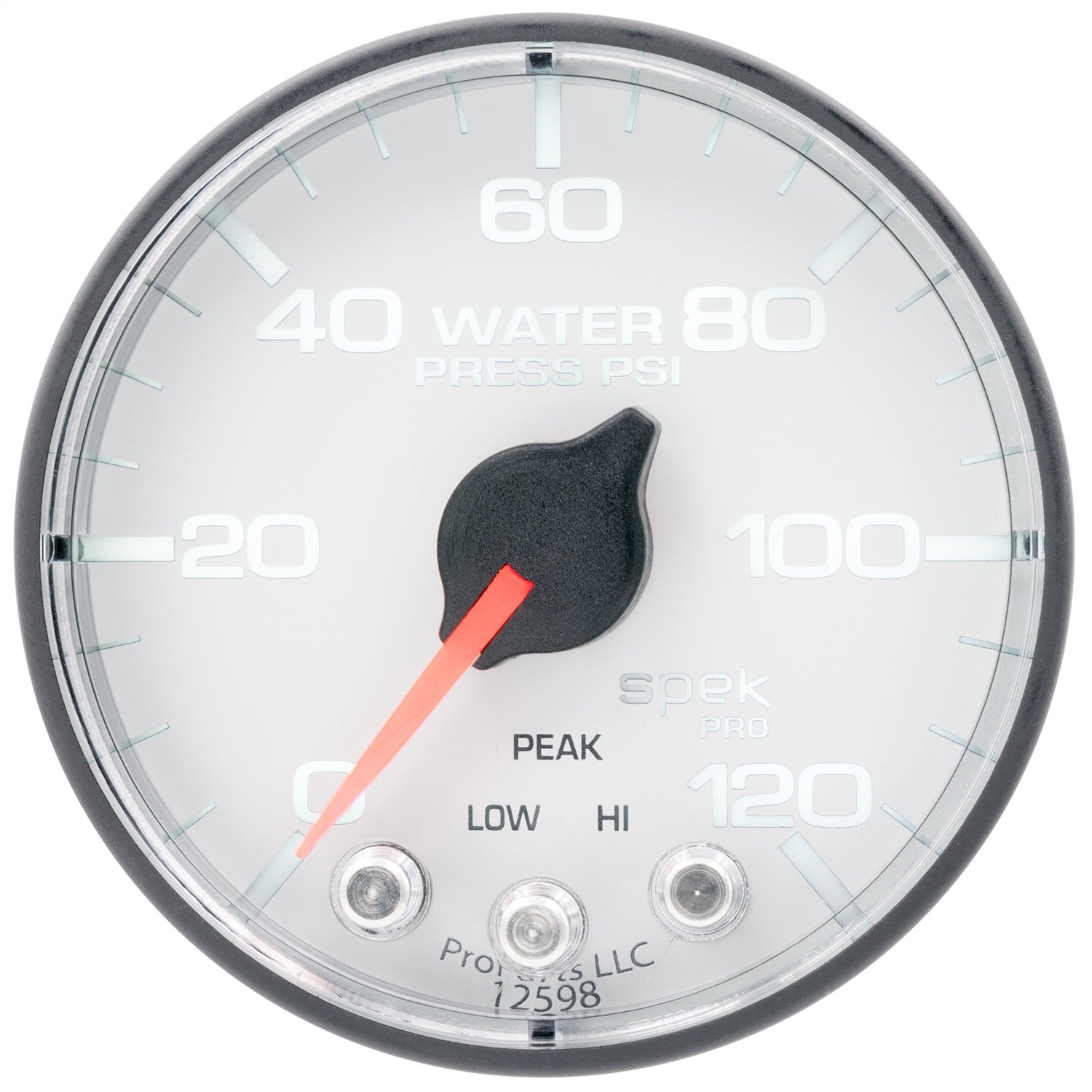 2-1/16" WATER PRESSURE, 0-120 PSI, SPEK-PRO, WHITE/BLACK