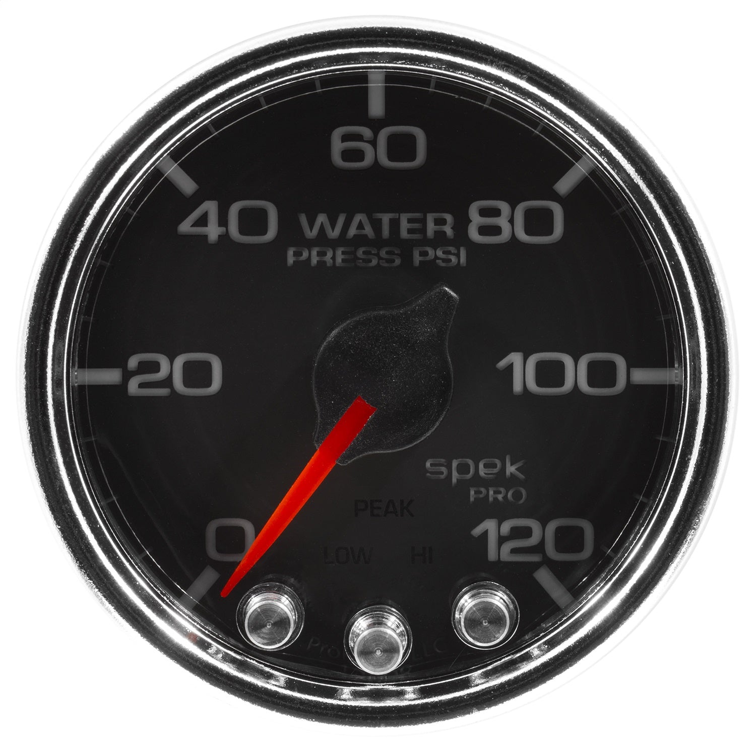 2-1/16" WATER PRESSURE, 0-120 PSI, SPEK-PRO, BLACK/CHROME