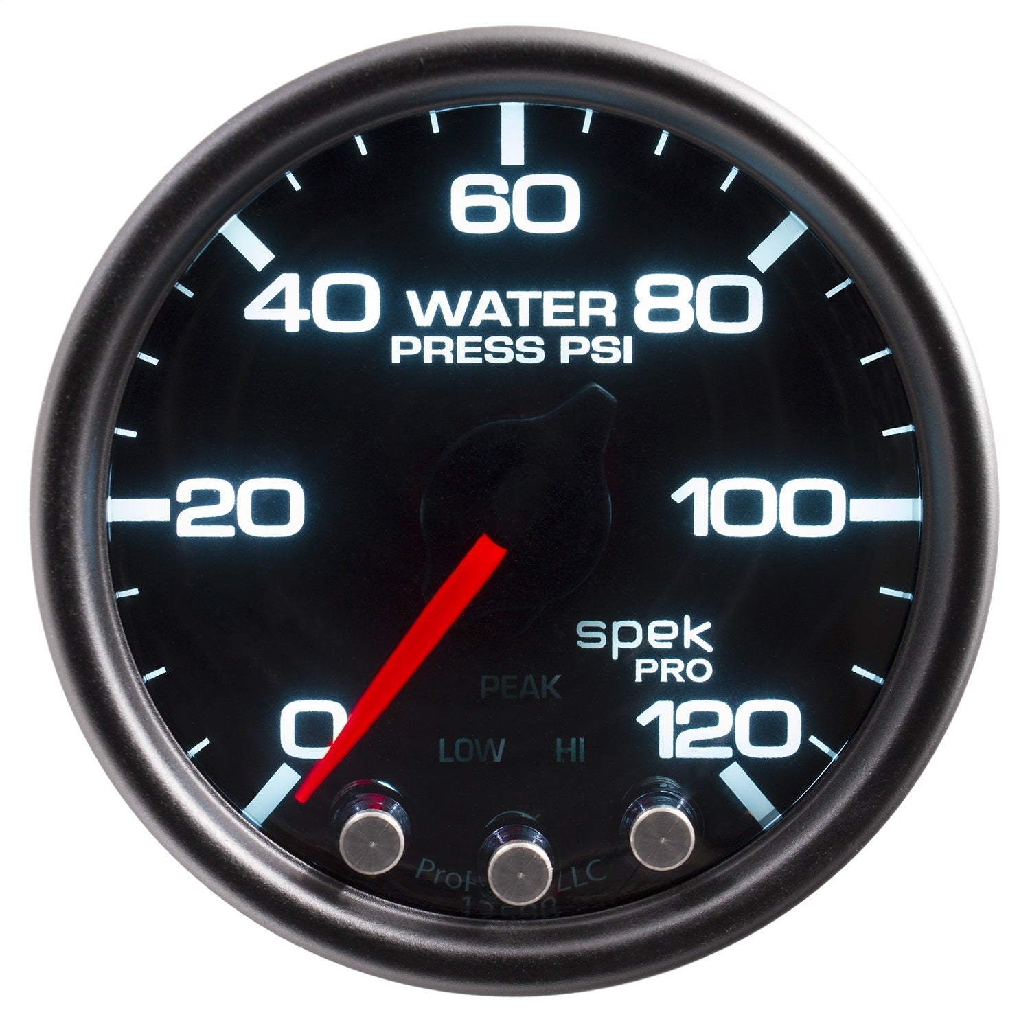 2-1/16" WATER PRESSURE, 0-120 PSI, SPEK-PRO, BLACK/BLACK