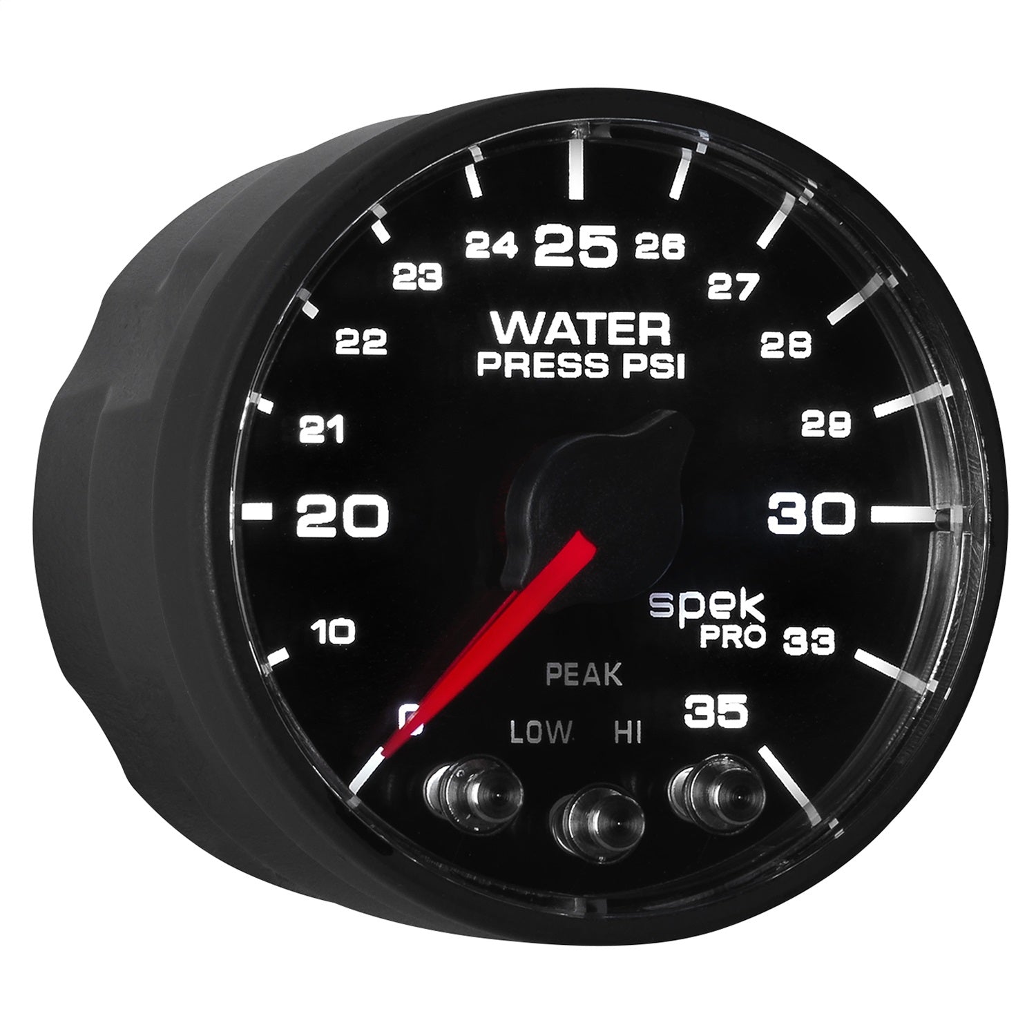 2-1/16" WATER PRESSURE, 0-35 PSI, SPEK-PRO, BLACK/BLACK, ECU