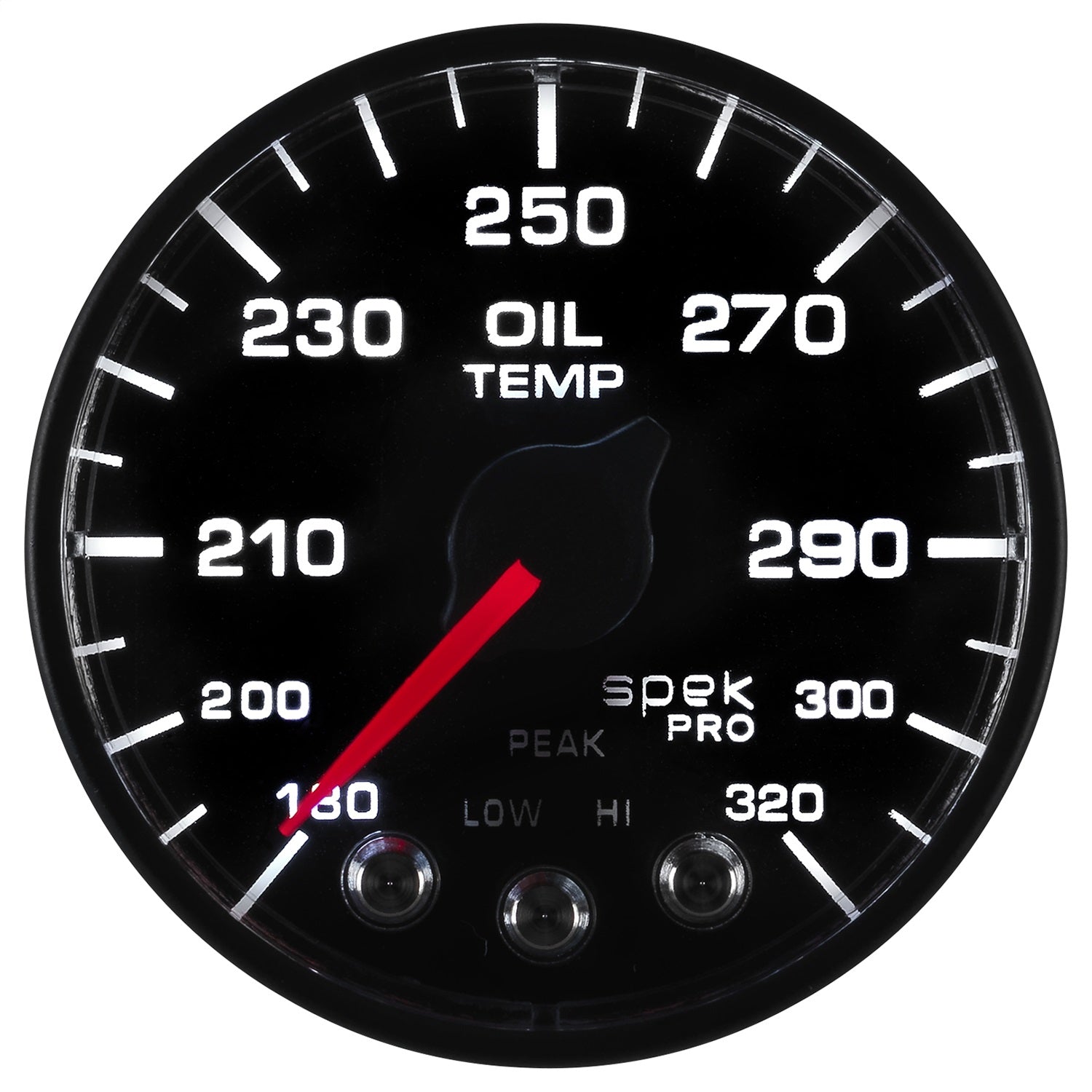 2-1/16" OIL TEMPERATURE, 180-320 °F, SPEK-PRO, BLACK/BLACK, ECU