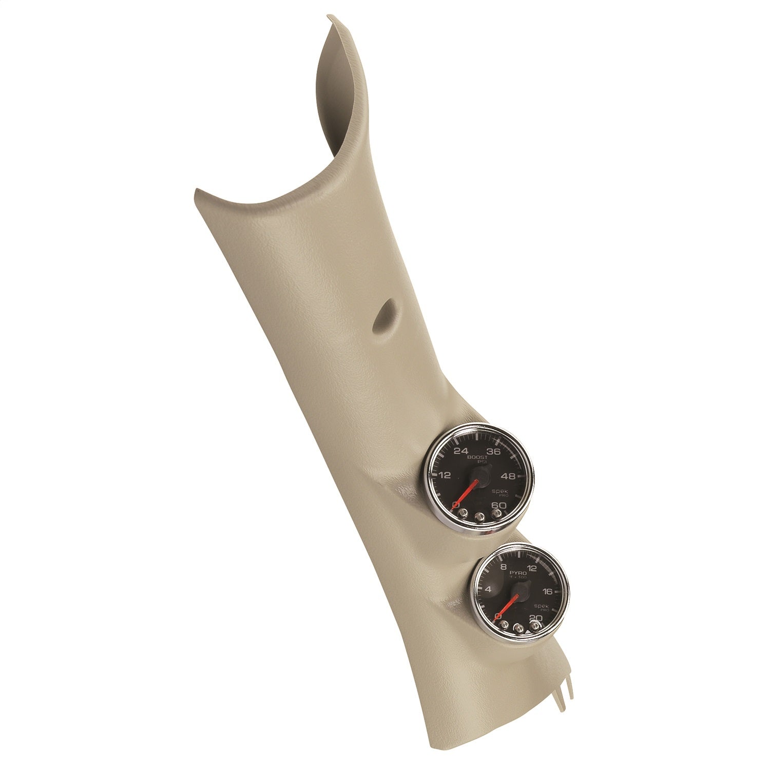 PILLAR KIT, 0-60 PSI/0-2000 °F, 10-15 DODGE RAM, SPEK-PRO, BLACK DIAL, CHROME BEZEL, CLEAR LENS