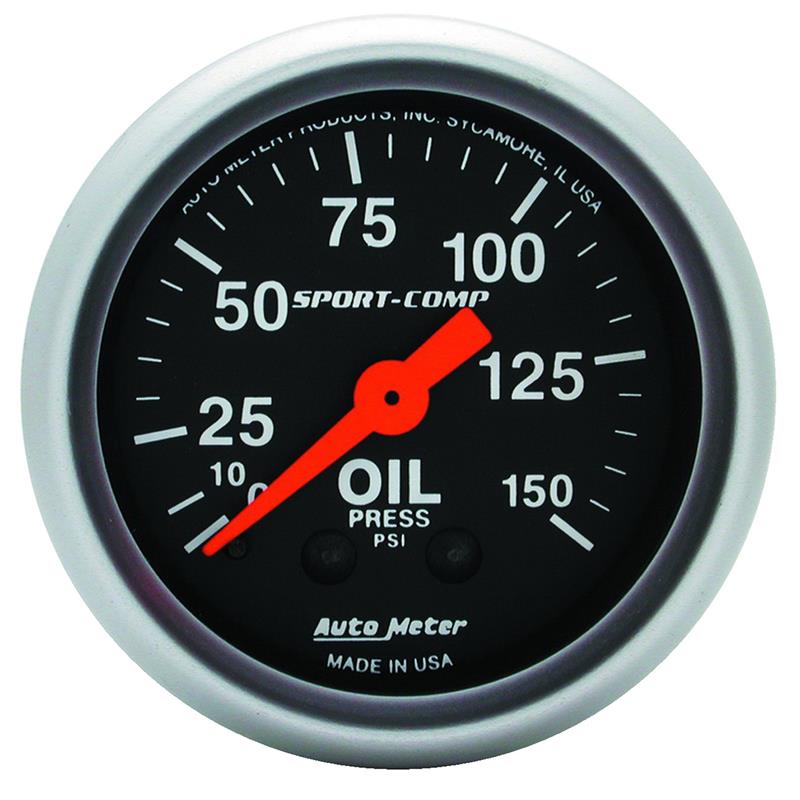 2-1/16" OIL PRESSURE, 0-150 PSI, SPORT-COMP