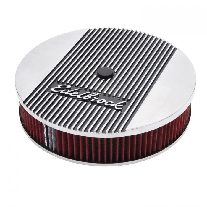 Edelbrock 4266 Elite 2 Series Polished 14" Round Air Cleaner - 3" Pro-Flo Element (Deep Flange)