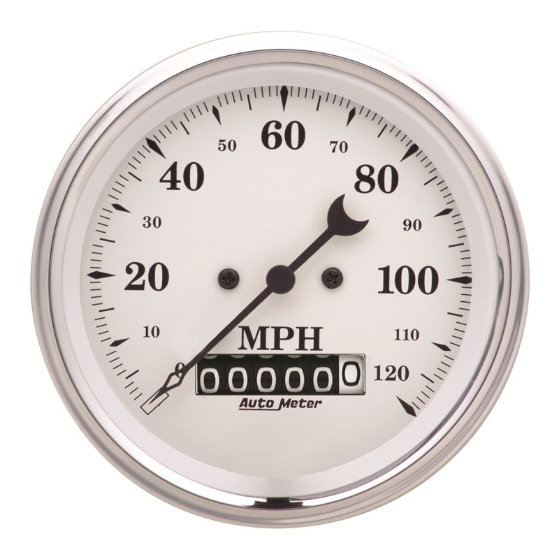 3-3/8" SPEEDOMETER, 0-120 MPH, OLD-TYME WHITE