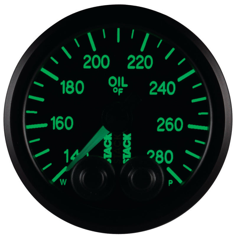 OIL TEMP, PRO-CONTROL, 52MM, BLK, 140-280 °F, 1/8" NPTF MALE