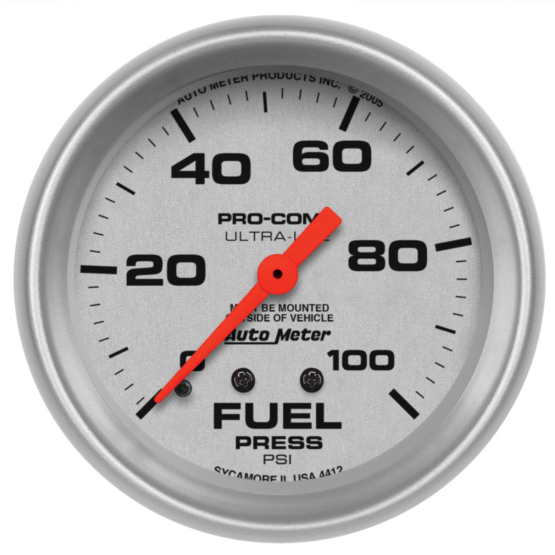 2-5/8" FUEL PRESSURE, 0-100 PSI, ULTRA-LITE