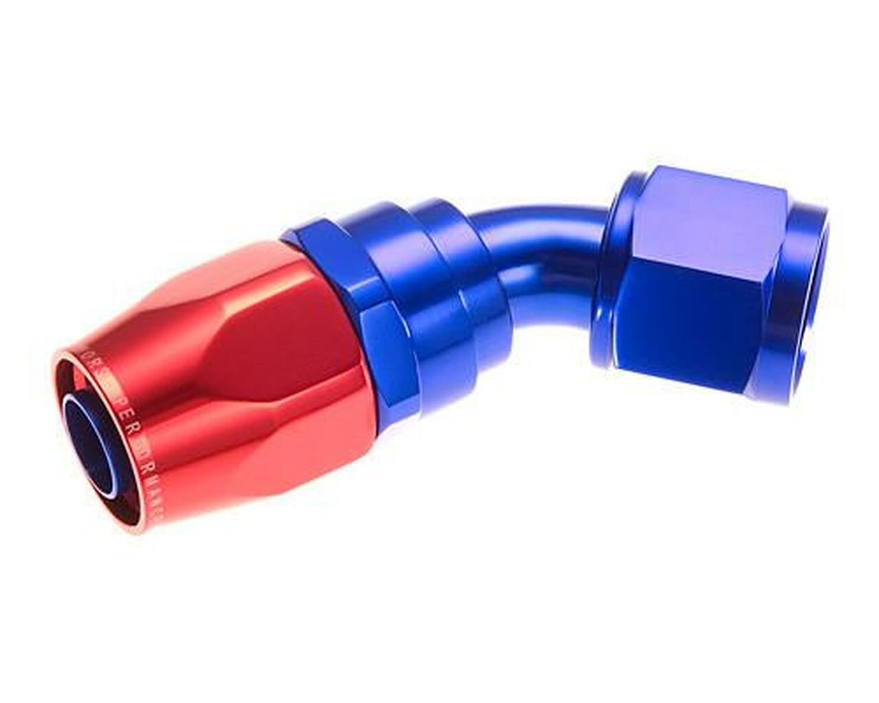 Redhorse Performance 1045-10-1 -10 45 Degree Swivel-Seal Female Aluminum Hose End - Red & Blue