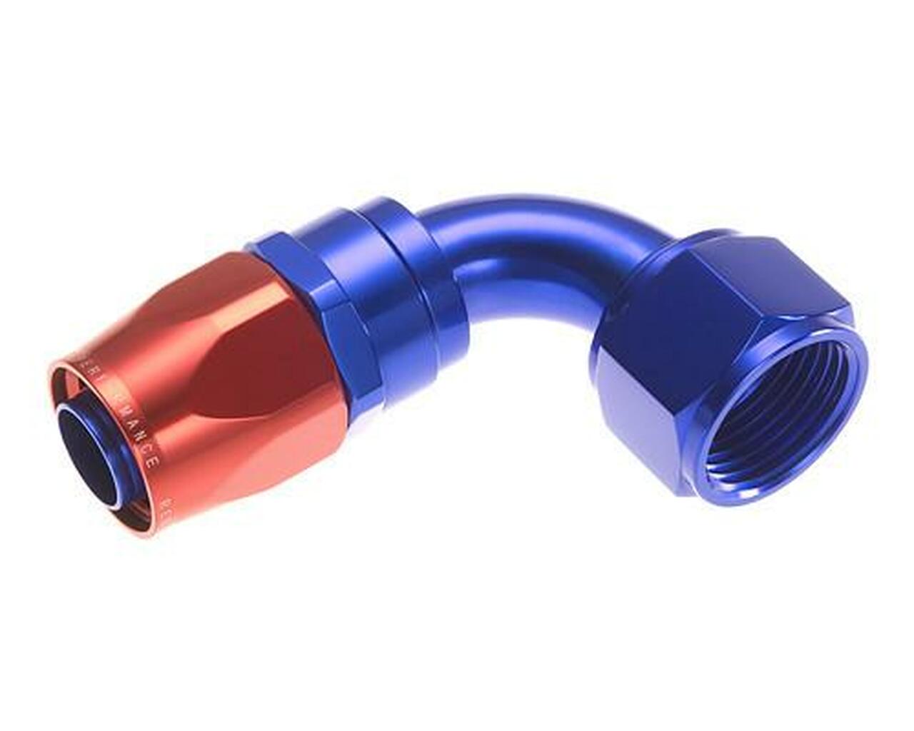 Redhorse Performance 1090-08-1 -08 90 Degree Swivel-Seal Female Aluminum Hose End - Red & Blue