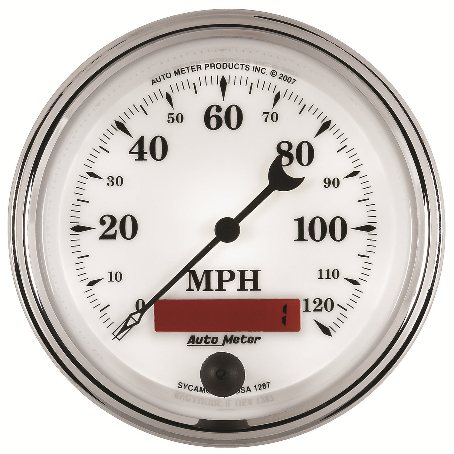 3-3/8" SPEEDOMETER, 0-120 MPH, OLD-TYME WHITE II
