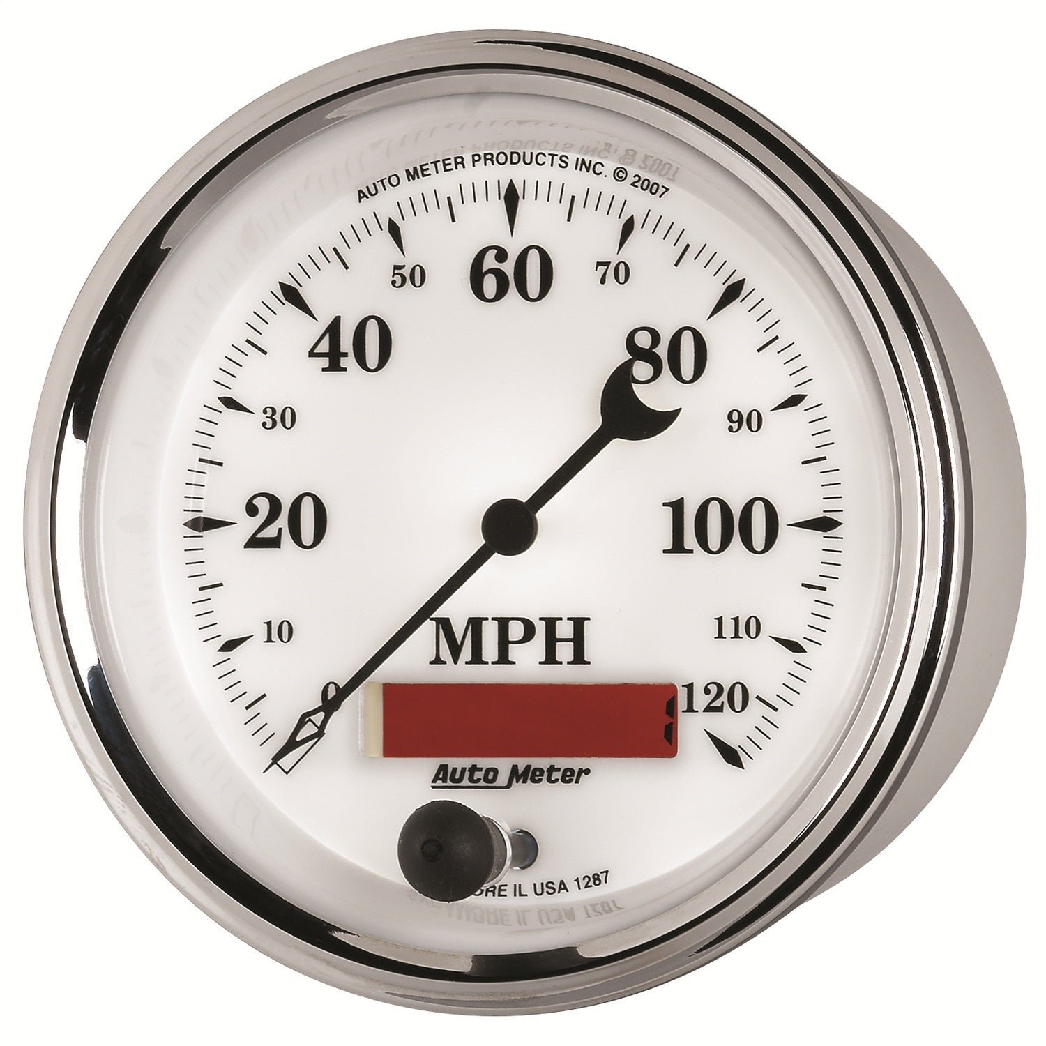 3-3/8" SPEEDOMETER, 0-120 MPH, OLD-TYME WHITE II