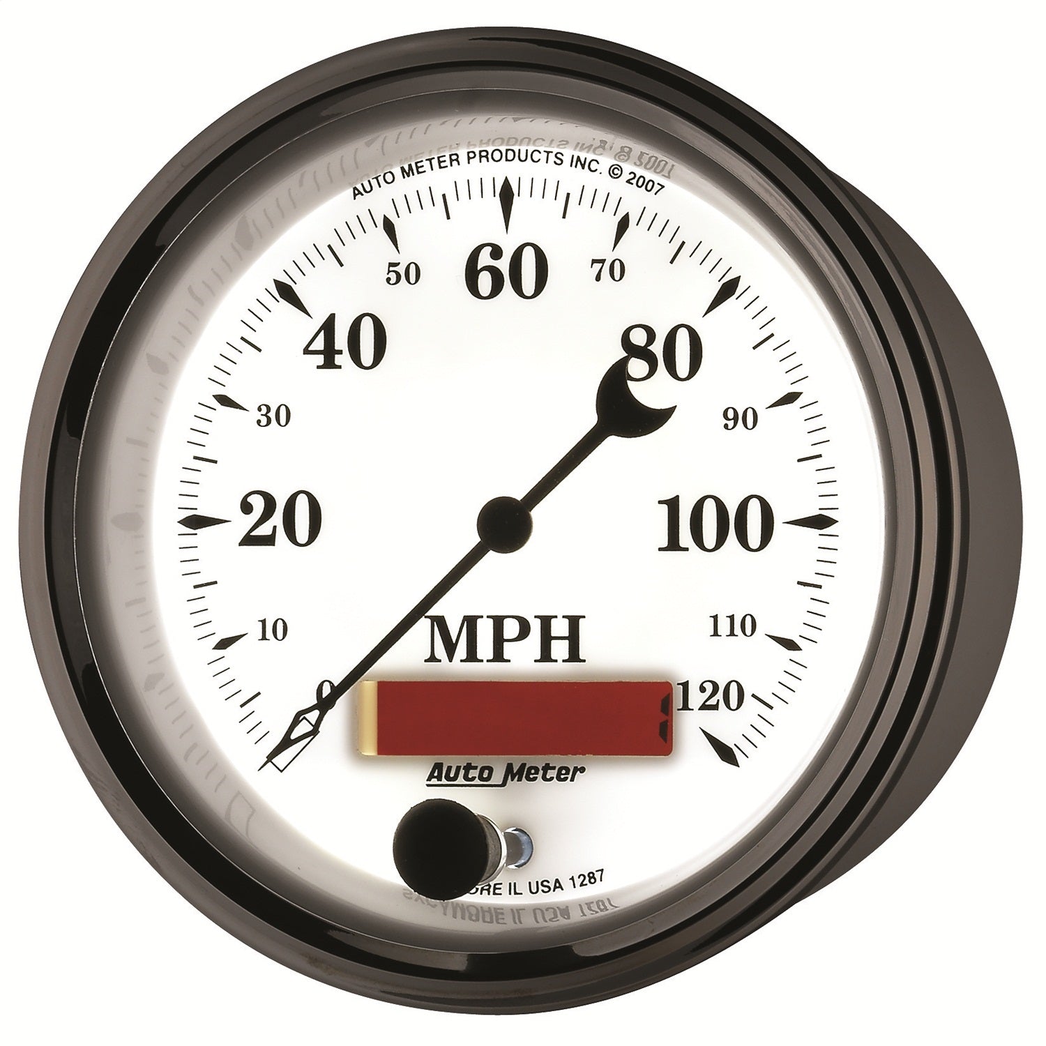 3-3/8" SPEEDOMETER, 0-120 MPH, OLD-TYME WHITE II