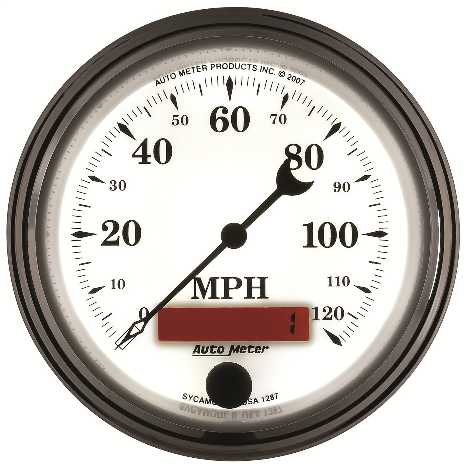 3-3/8" SPEEDOMETER, 0-120 MPH, OLD-TYME WHITE II