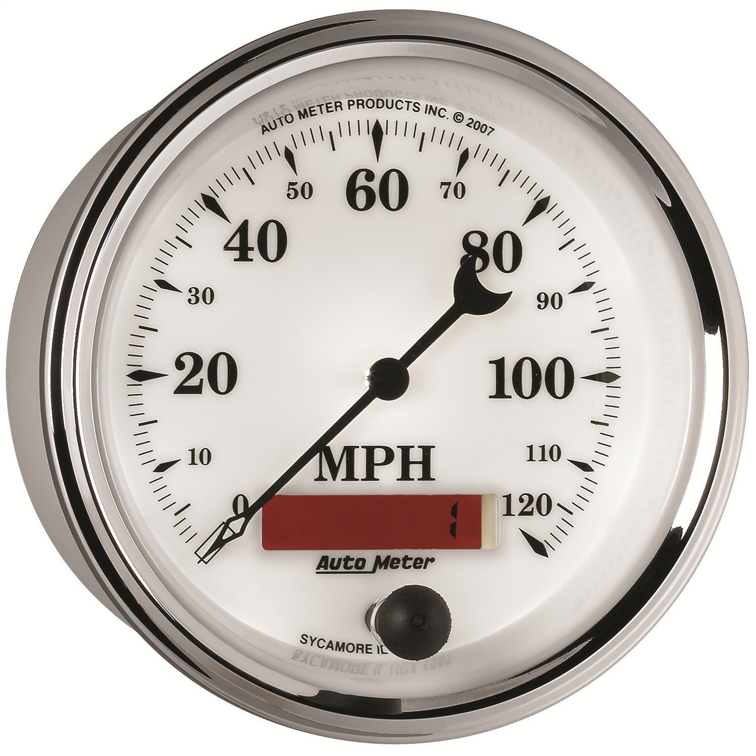 3-3/8" SPEEDOMETER, 0-120 MPH, OLD-TYME WHITE II