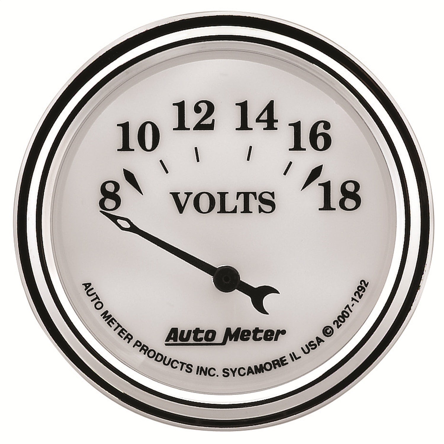 2-1/16" VOLTMETER, 8-18V, OLD-TYME WHITE II