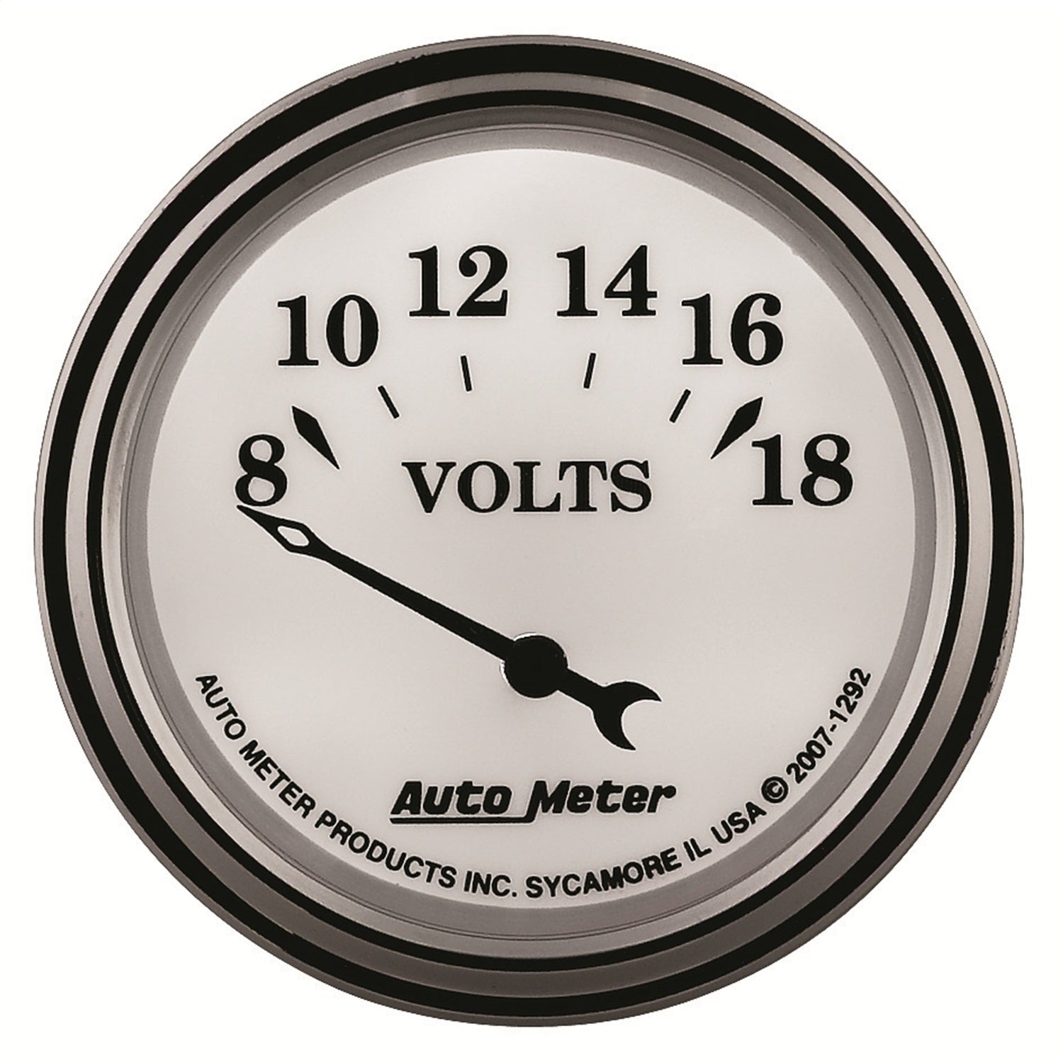 2-1/16" VOLTMETER, 8-18V, OLD-TYME WHITE II
