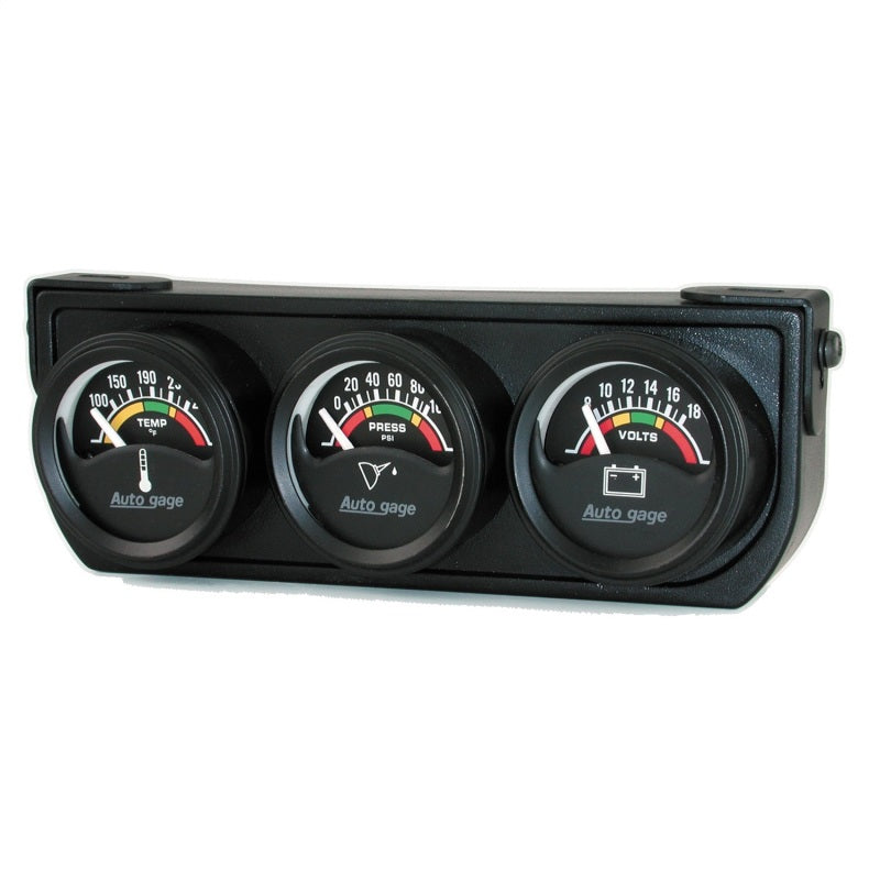 GAUGE CONSOLE, OILP/WTMP/VOLT, 1.5", 100 PSI/280 °F/18V, ELEC BLK DIAL, BLK BZL, AG